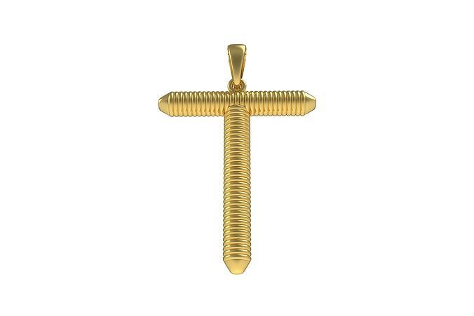 Spiral Initial Letter T Pendant 3D print model