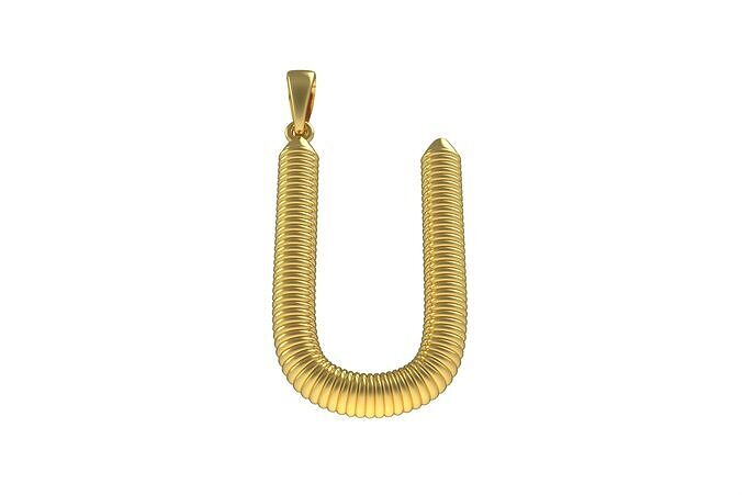Spiral Initial Letter U Pendant 3D print model
