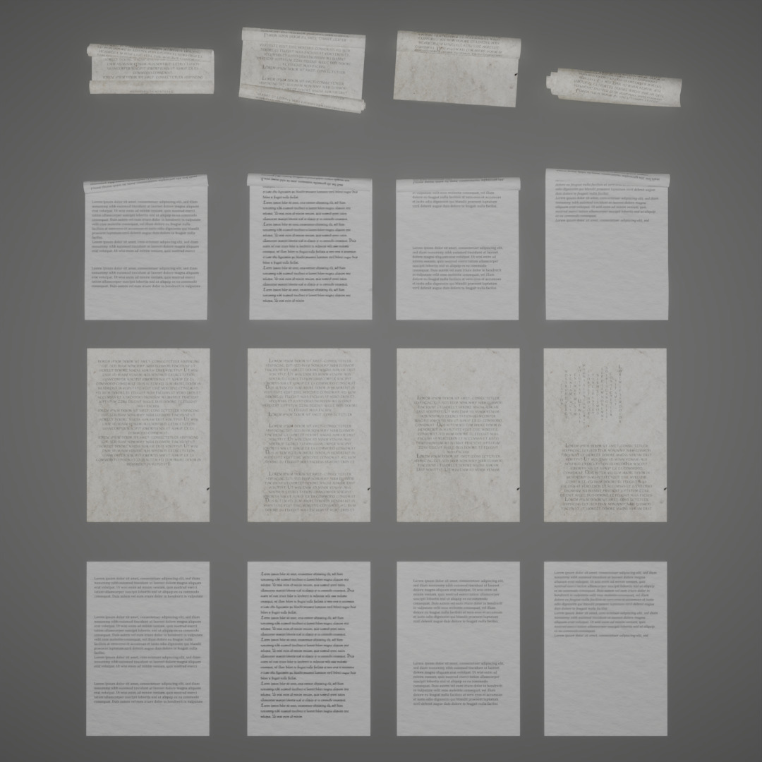 Old and New Paper Sheet Pack PBR Low Poly Low-poly 3D model_1