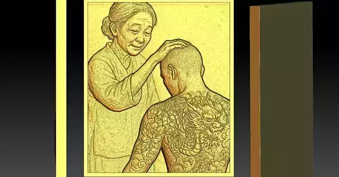 1 old mother CNC Relief Model