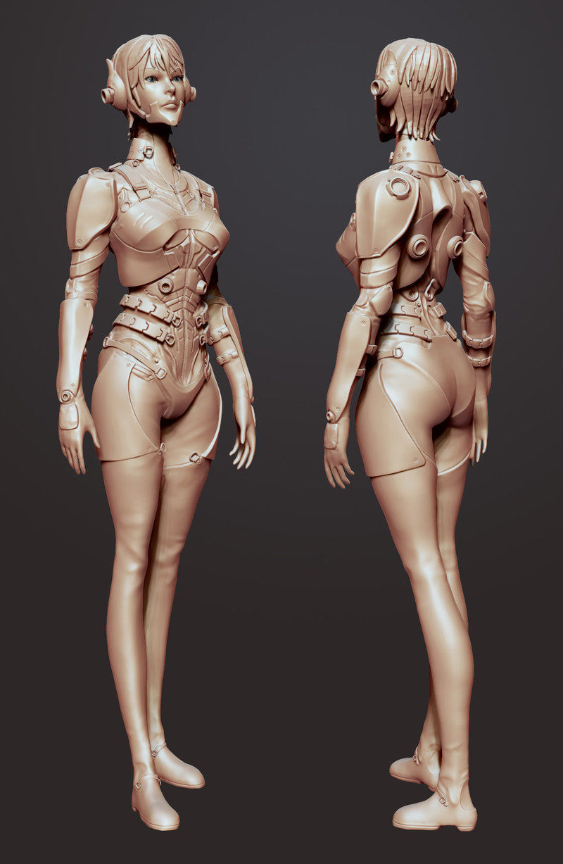 Sci-Fi Female Soldier 3D model_6