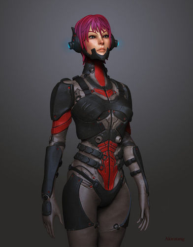 Sci-Fi Female Soldier 3D model