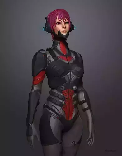 Sci-Fi Female Soldier 3D model