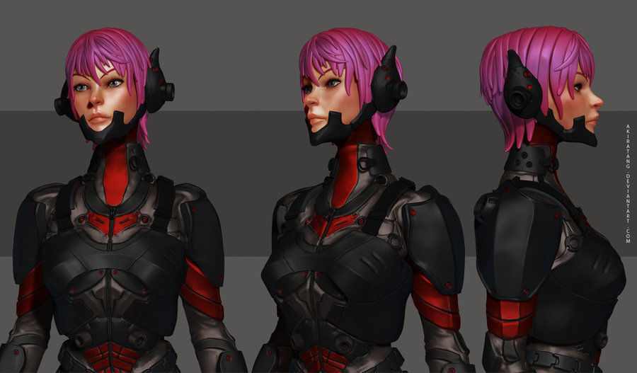 Sci-Fi Female Soldier 3D model_1
