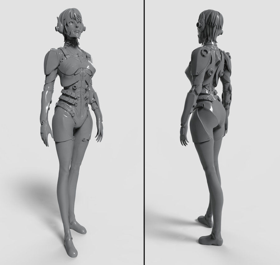 Sci-Fi Female Soldier 3D model_5