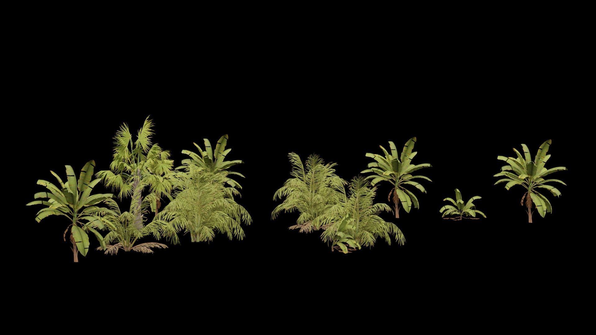 Beach Shrubs Plants Pack Low-poly 3D model_1