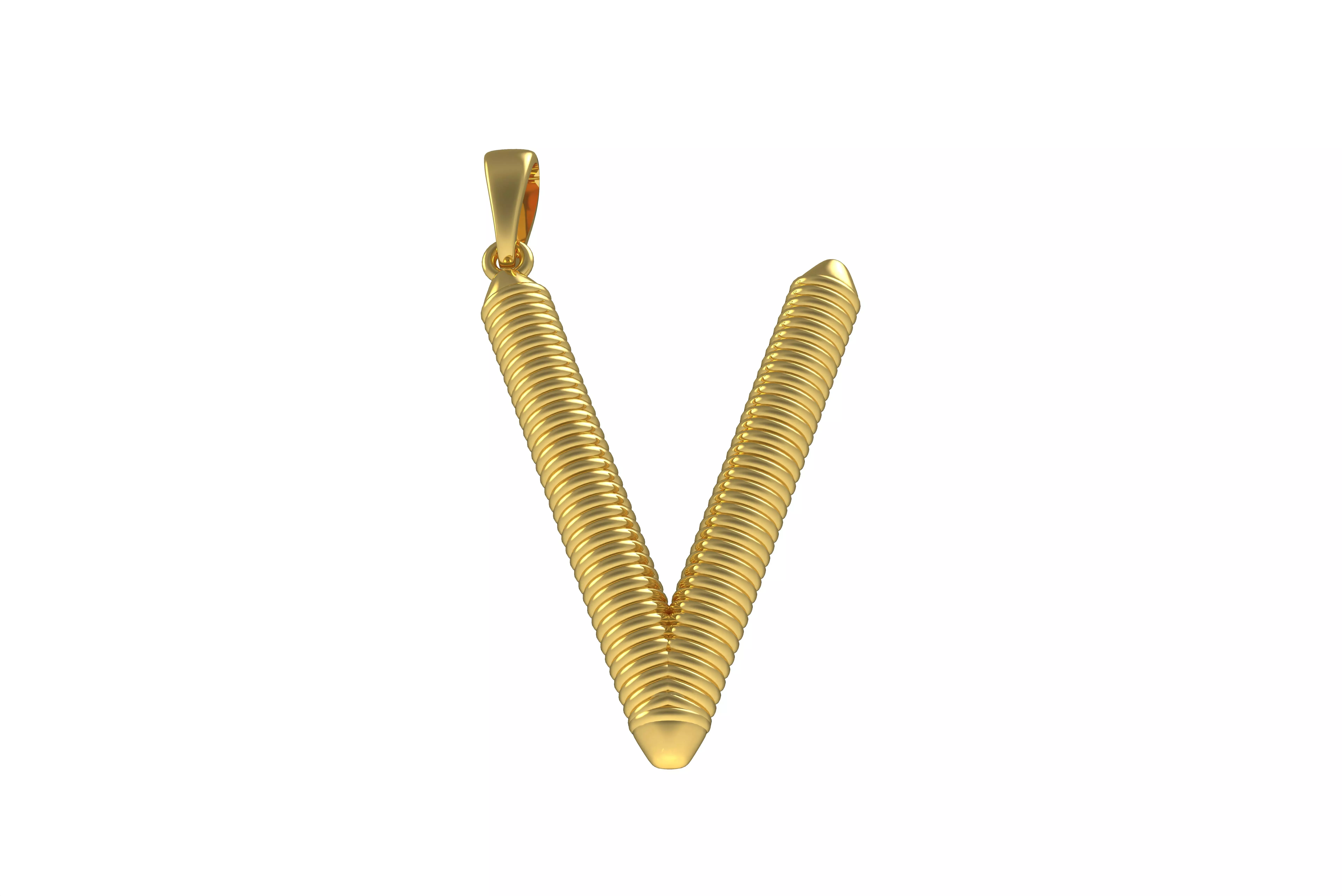 Spiral Initial Letter V Pendant 3D print model_0