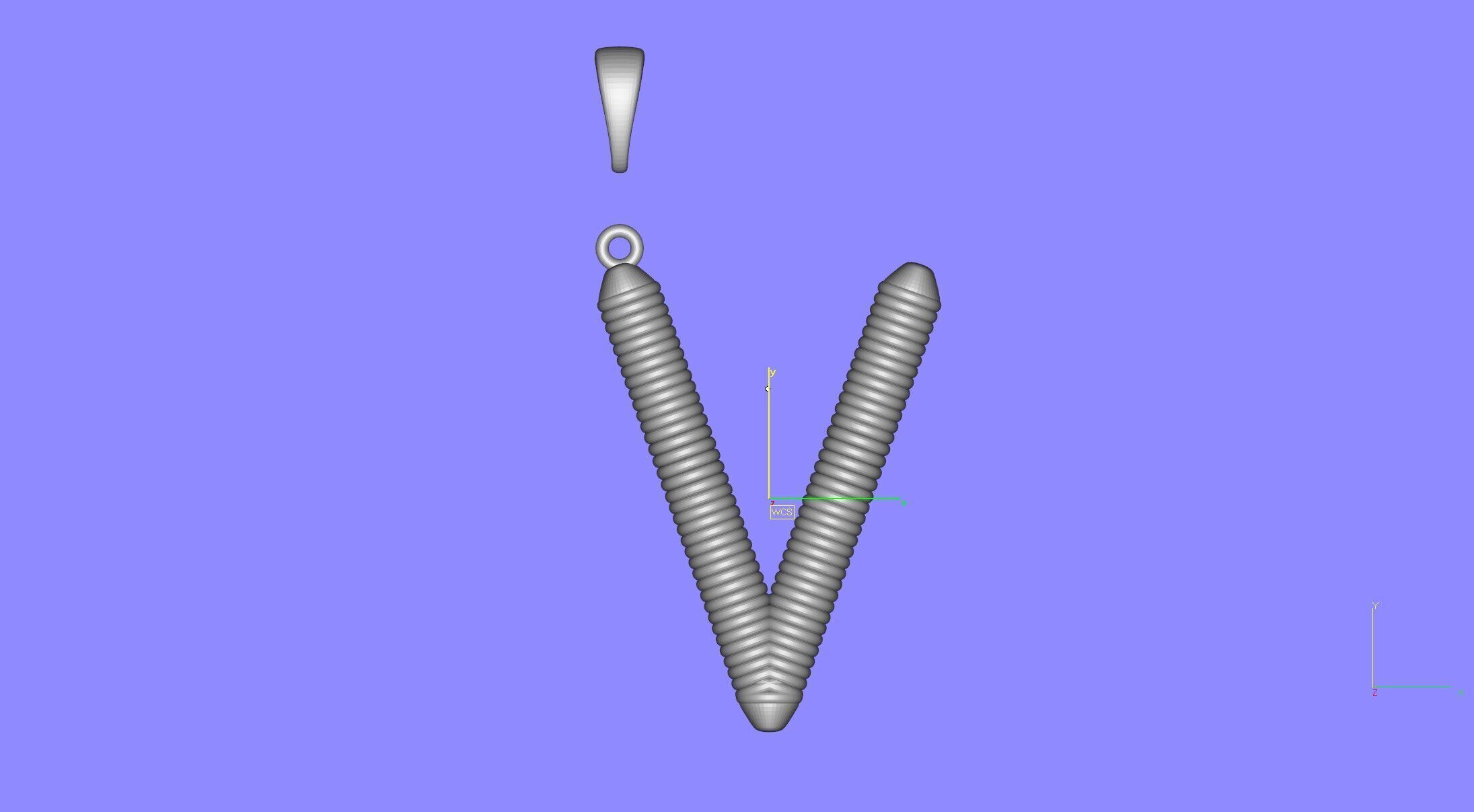 Spiral Initial Letter V Pendant 3D print model_35
