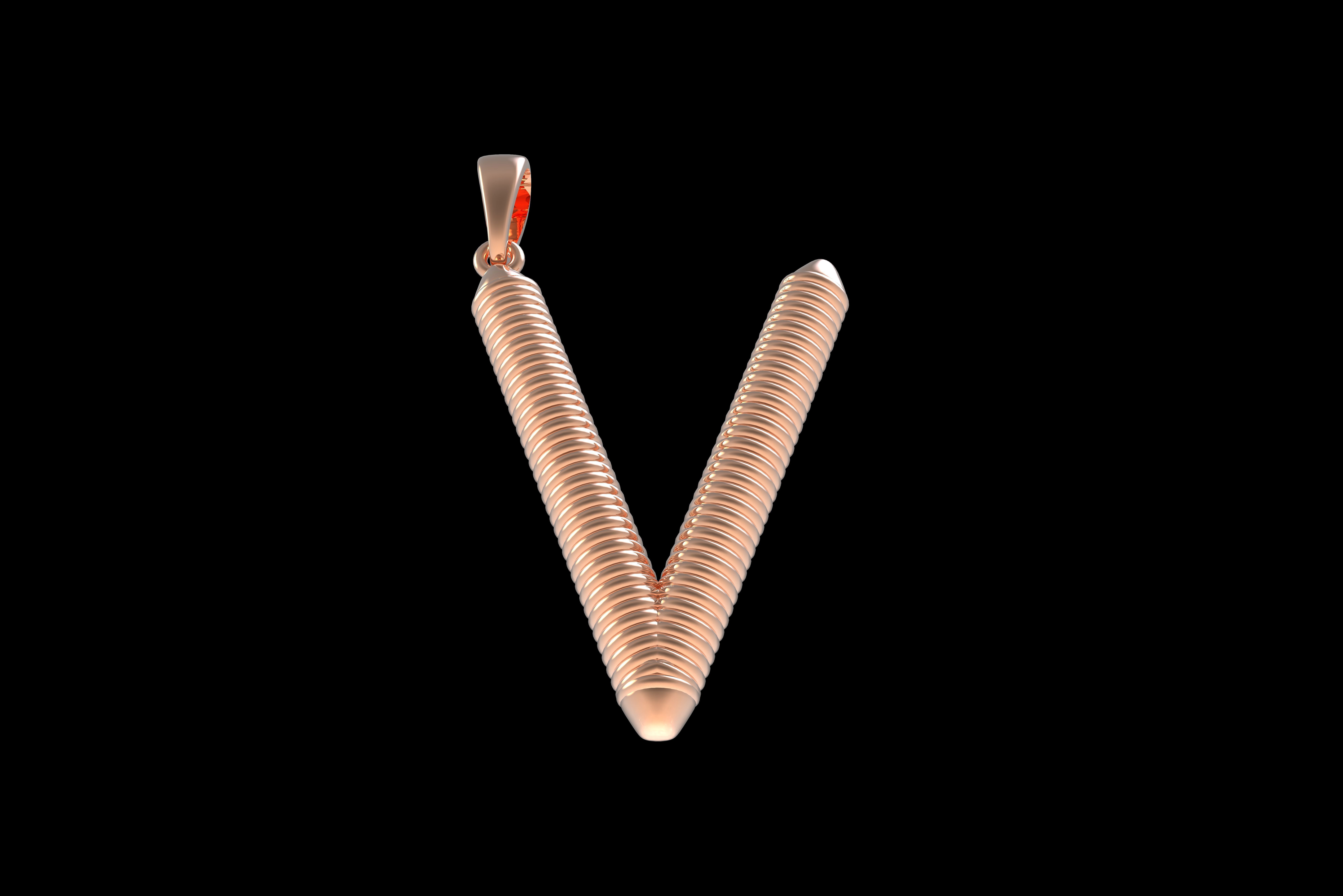Spiral Initial Letter V Pendant 3D print model_31