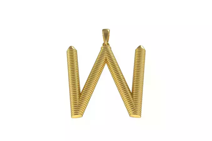 Spiral Initial Letter W Pendant
