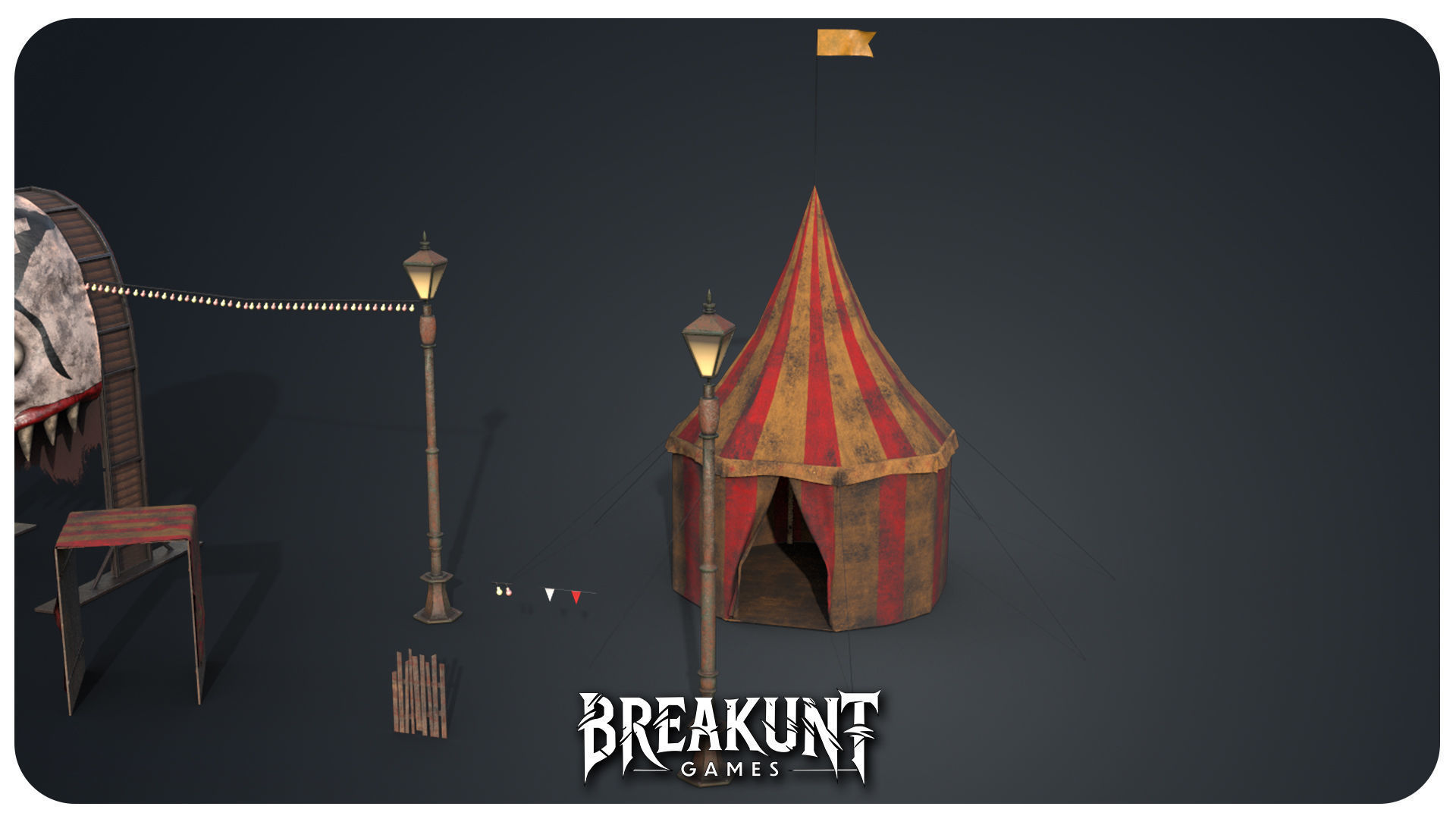 Scene from an outdoor horror circus - 3d models pack - 8 assets 3D model_5