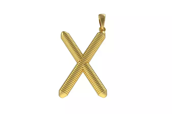 Spiral Initial Letter X Pendant