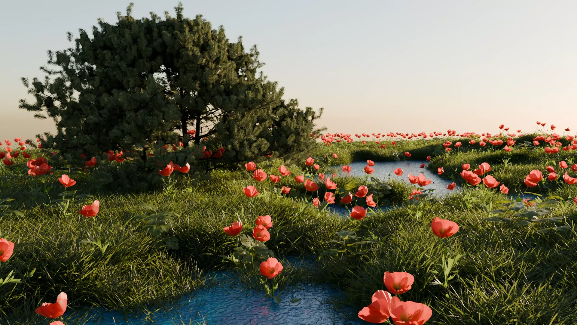 Realistic Outdoor Landscape Garden Vibe 3D Asset 3D model