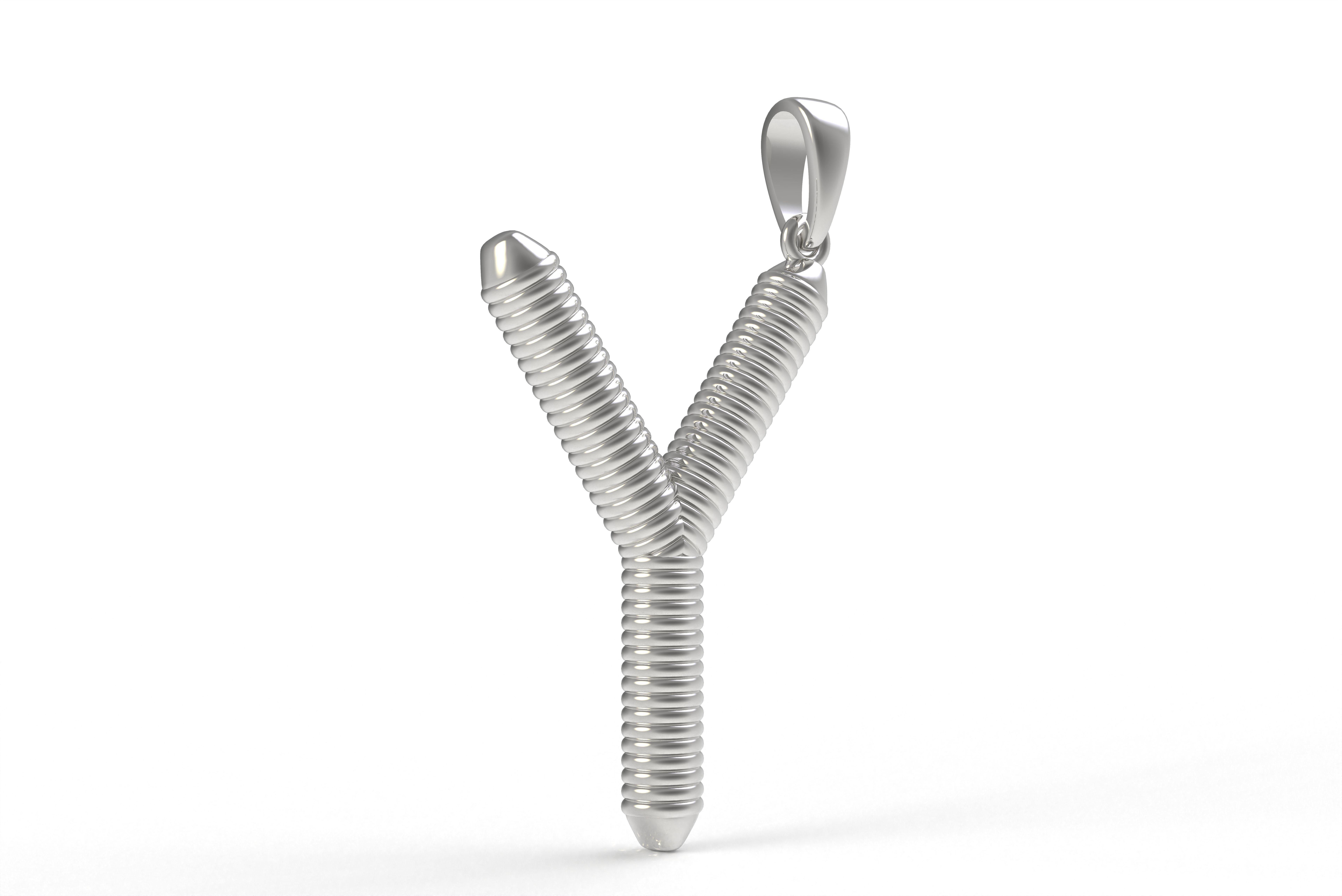 Spiral Initial Letter Y Pendant 3D print model_9