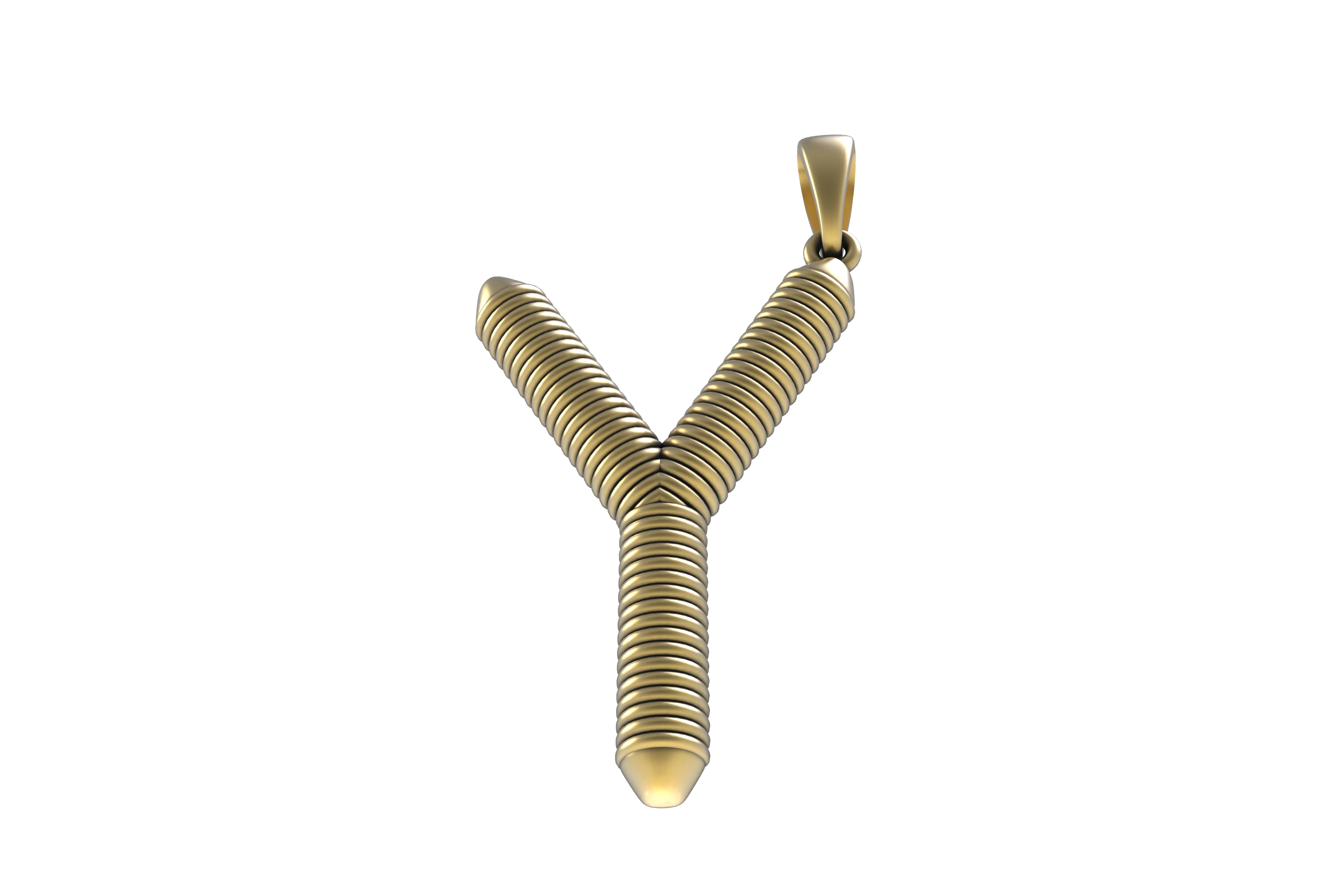 Spiral Initial Letter Y Pendant 3D print model_15