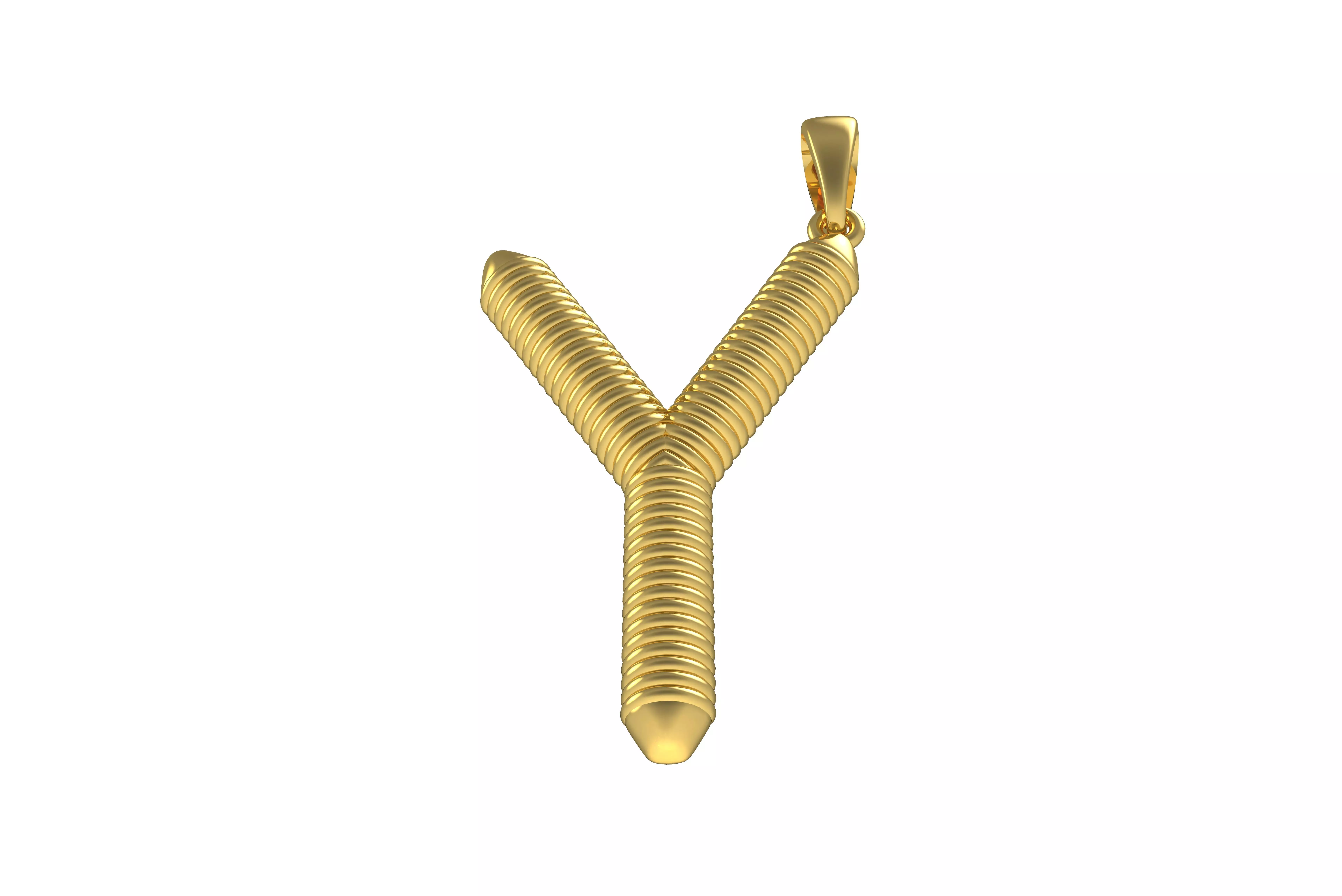 Spiral Initial Letter Y Pendant 3D print model_0