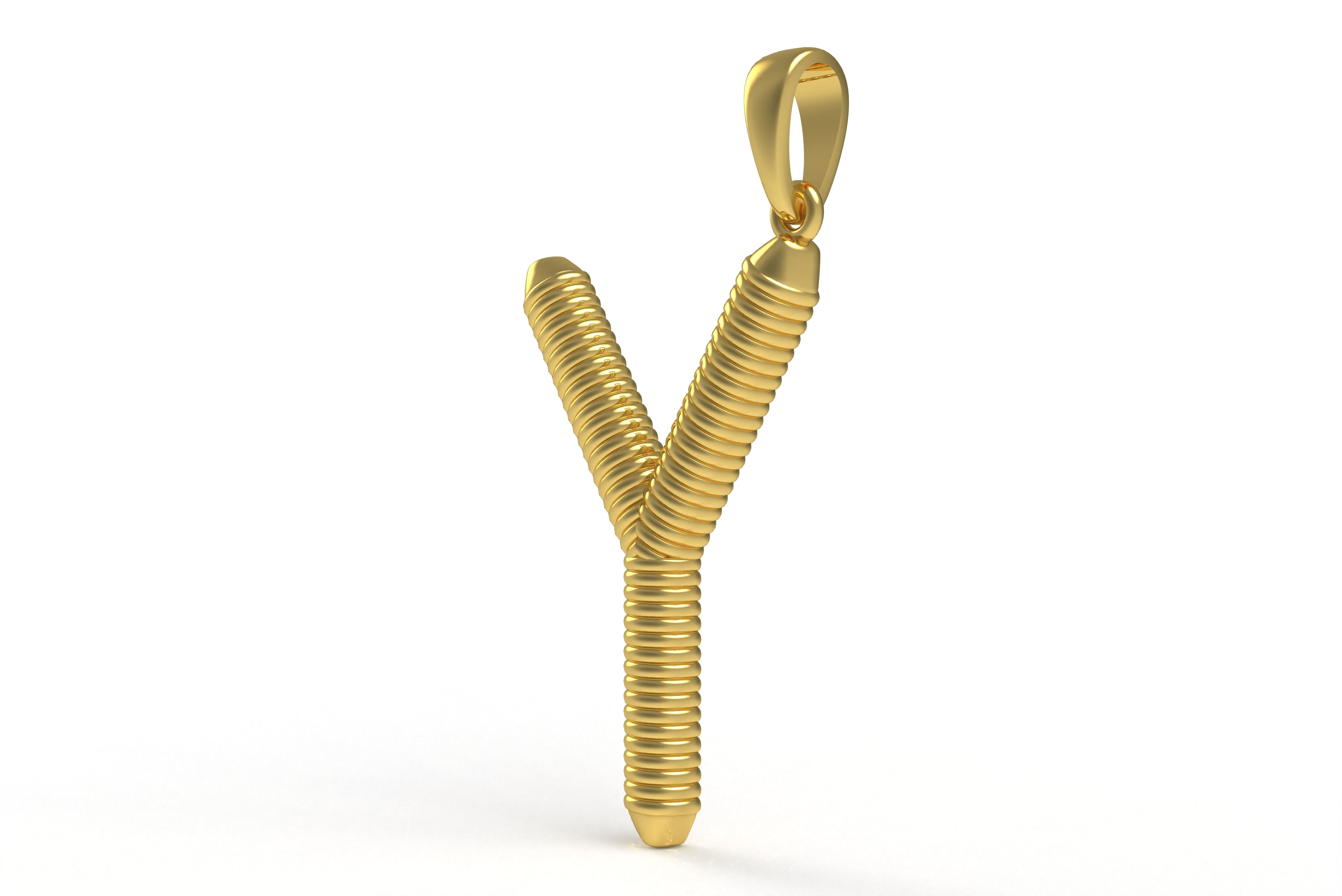 Spiral Initial Letter Y Pendant 3D print model_4