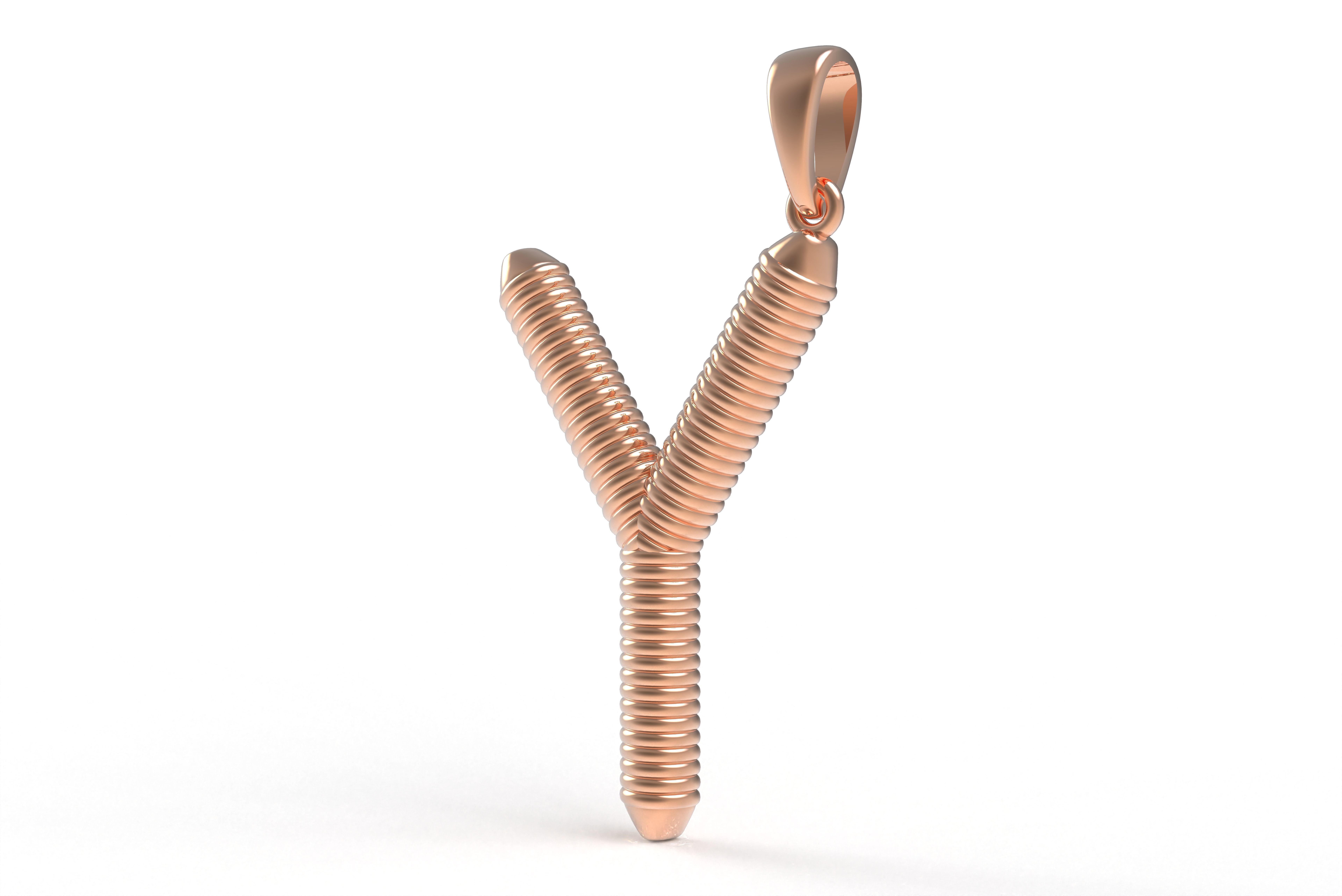 Spiral Initial Letter Y Pendant 3D print model_12