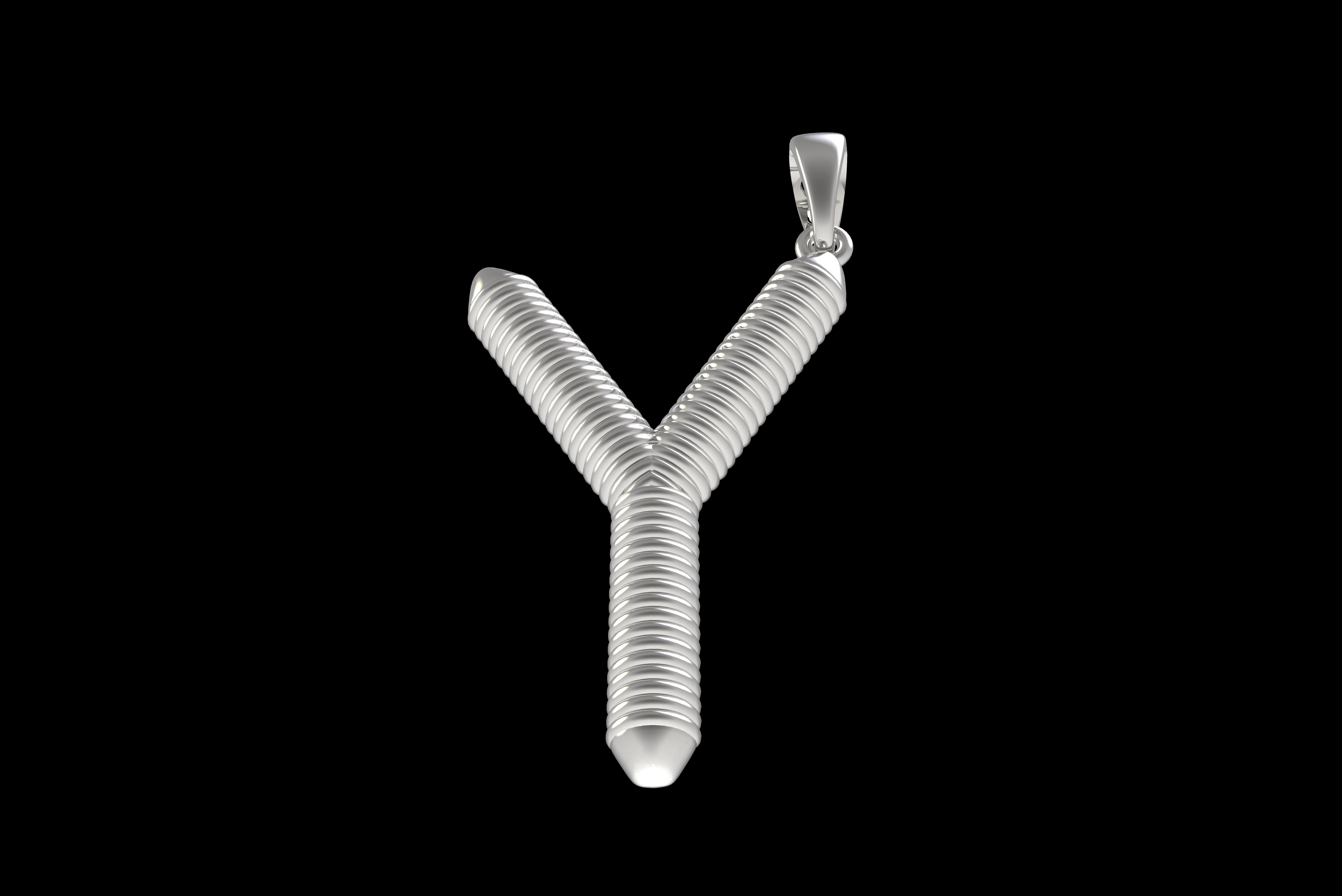 Spiral Initial Letter Y Pendant 3D print model_27