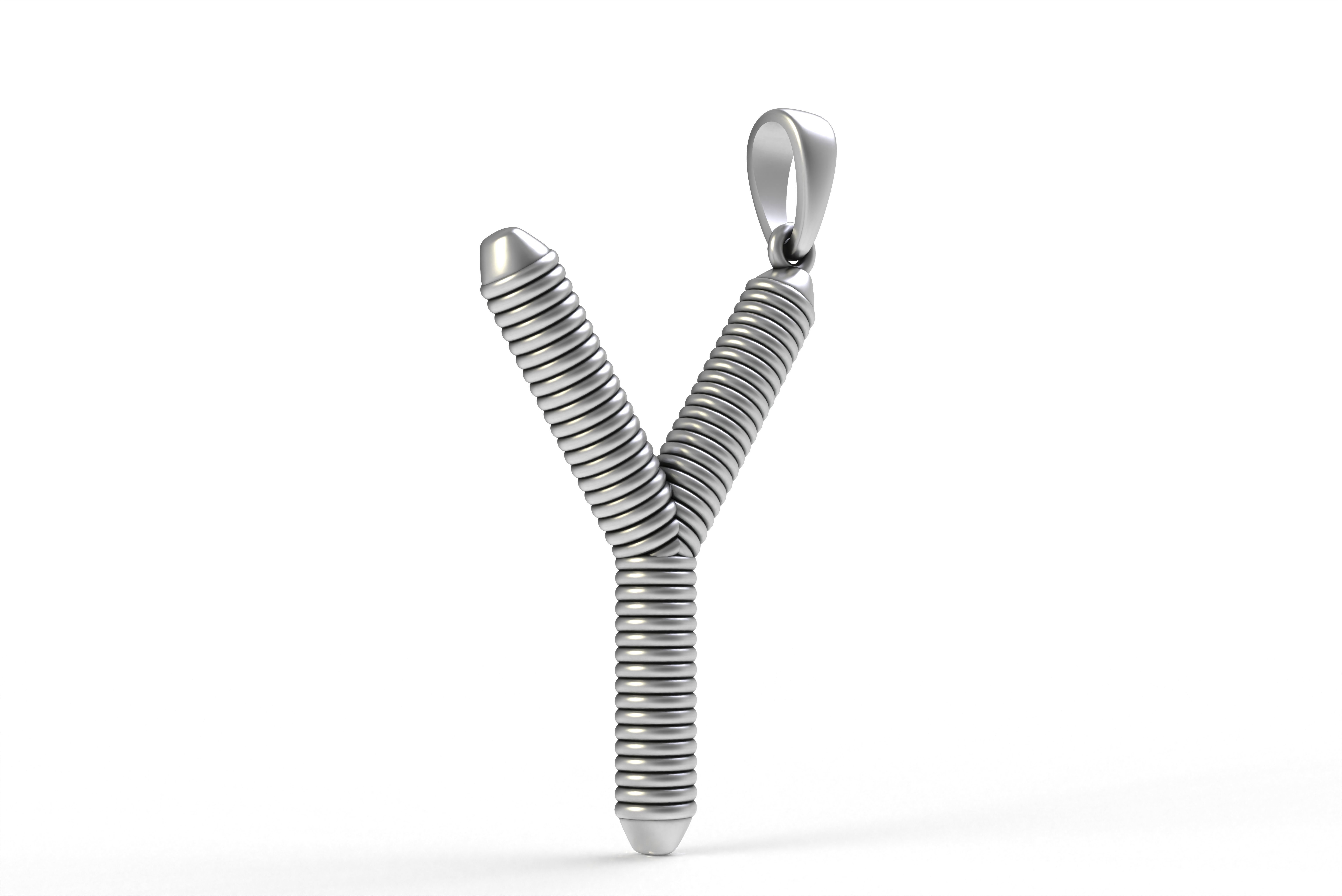 Spiral Initial Letter Y Pendant 3D print model_21