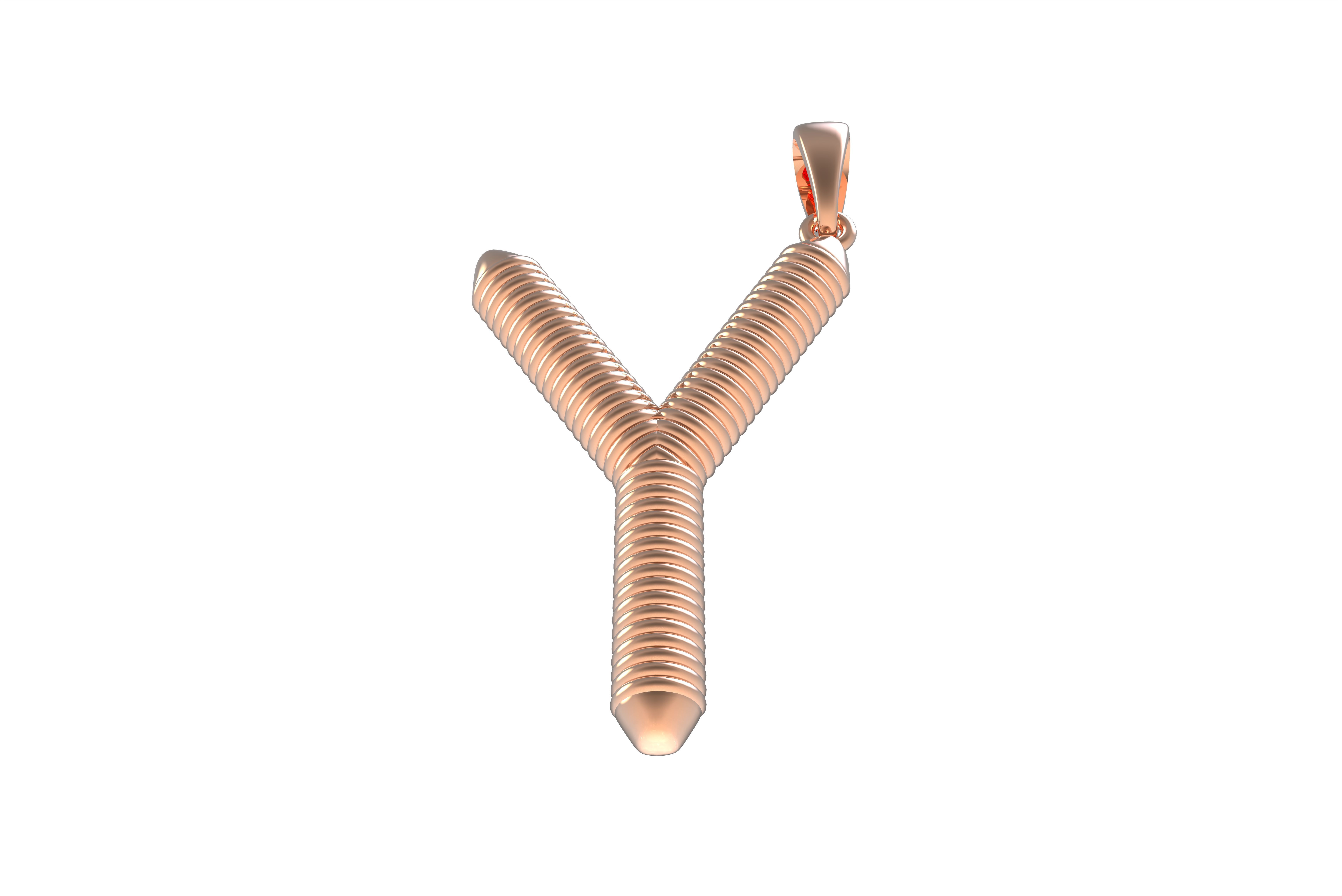 Spiral Initial Letter Y Pendant 3D print model_11