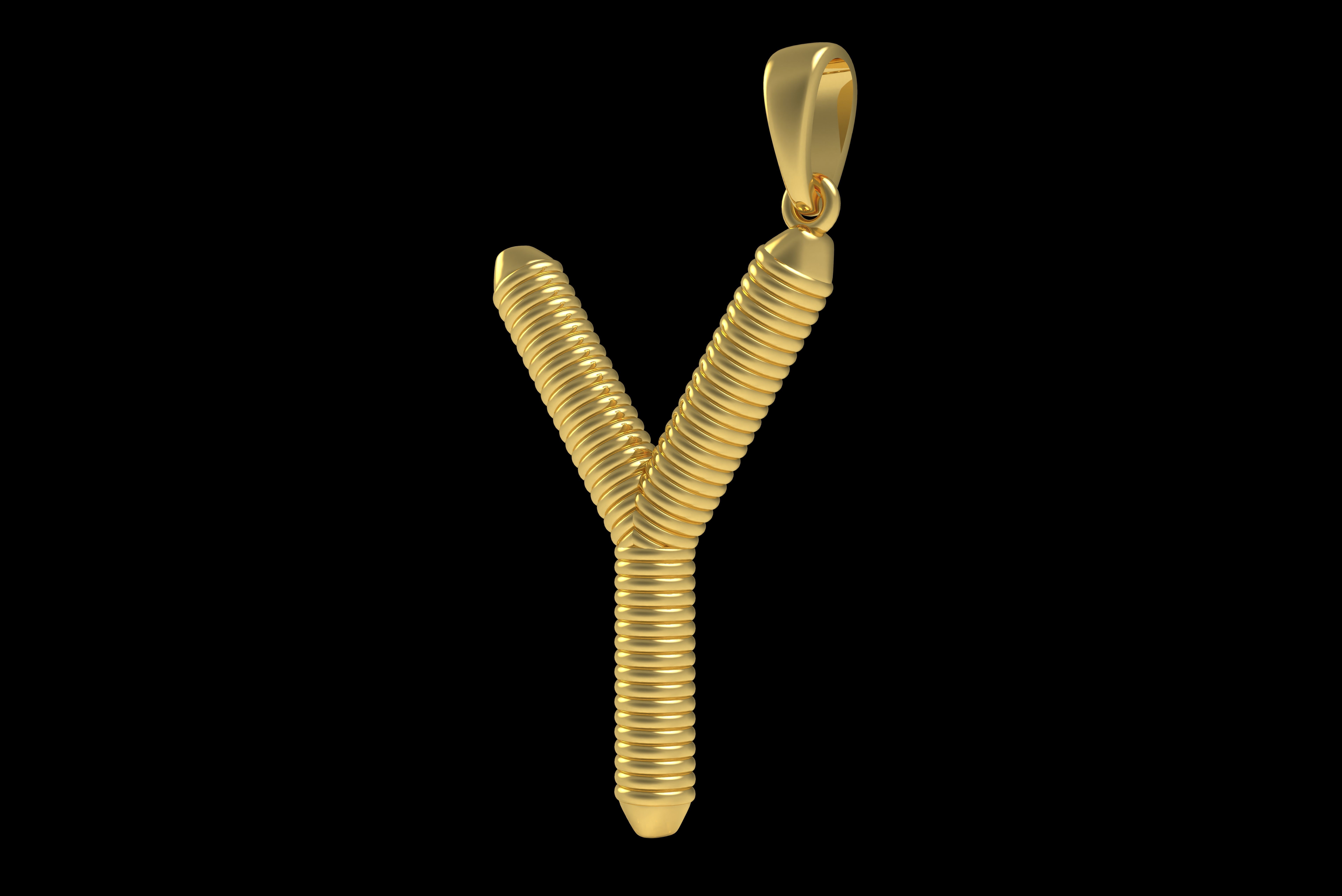 Spiral Initial Letter Y Pendant 3D print model_24