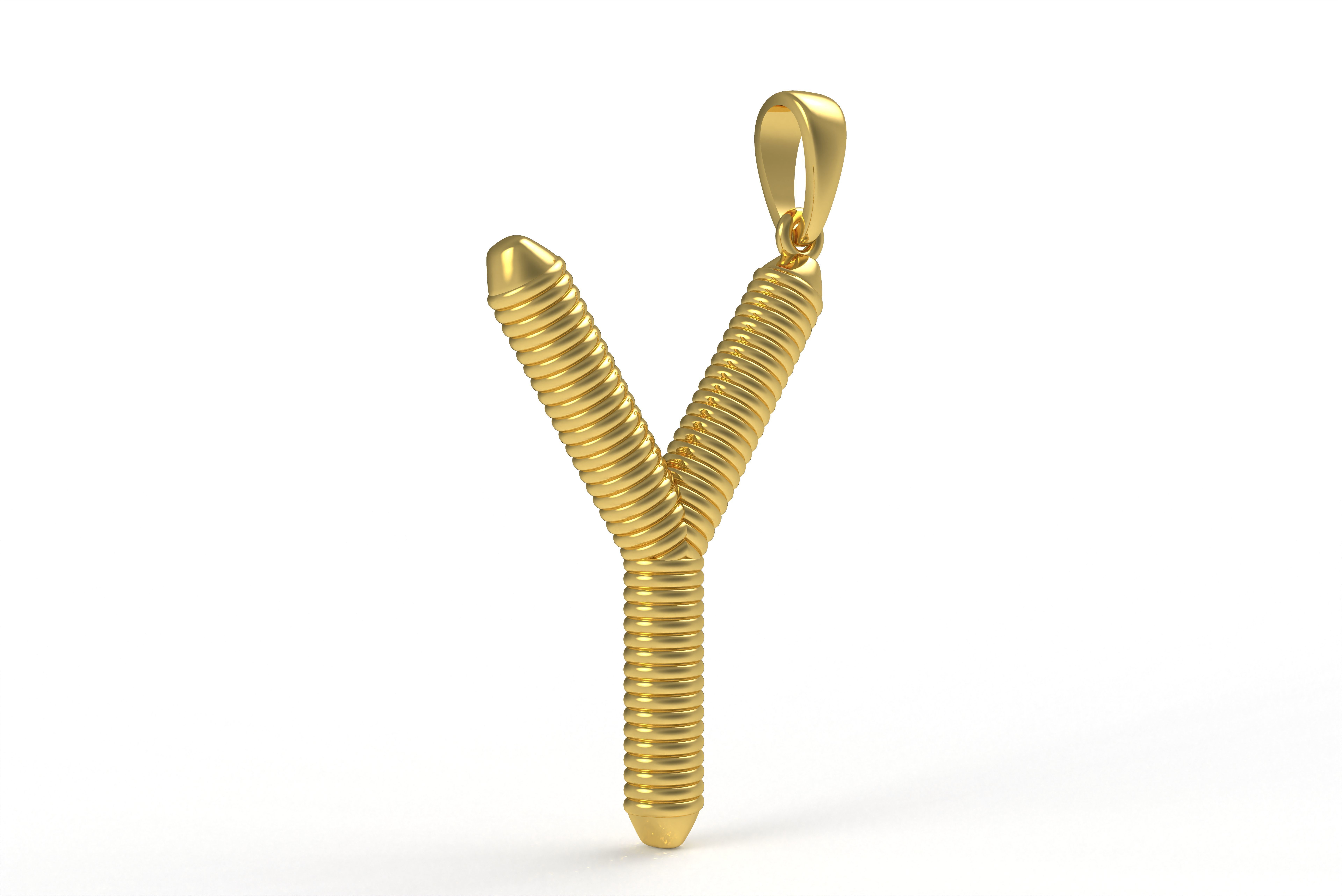 Spiral Initial Letter Y Pendant 3D print model_5