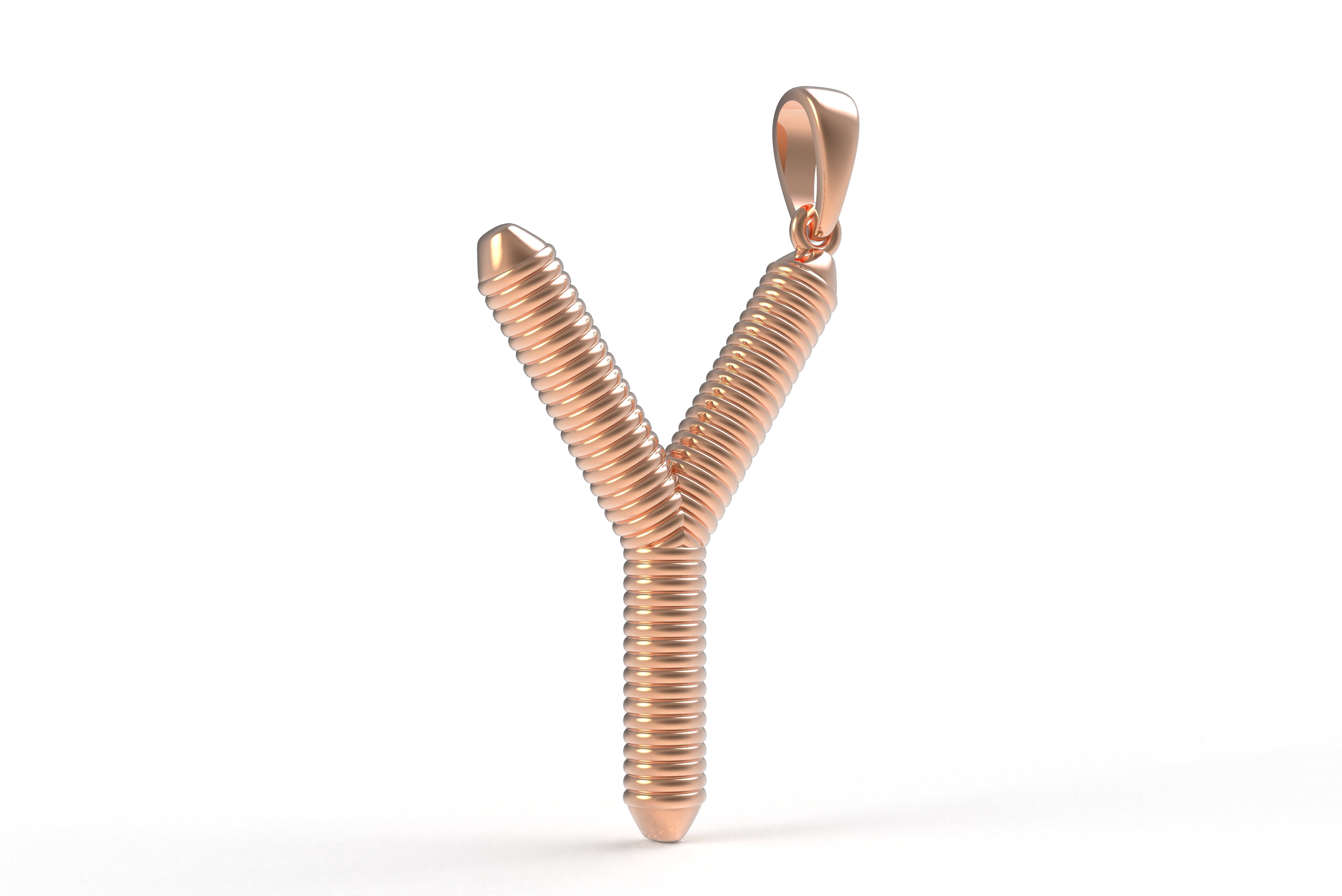 Spiral Initial Letter Y Pendant 3D print model_13
