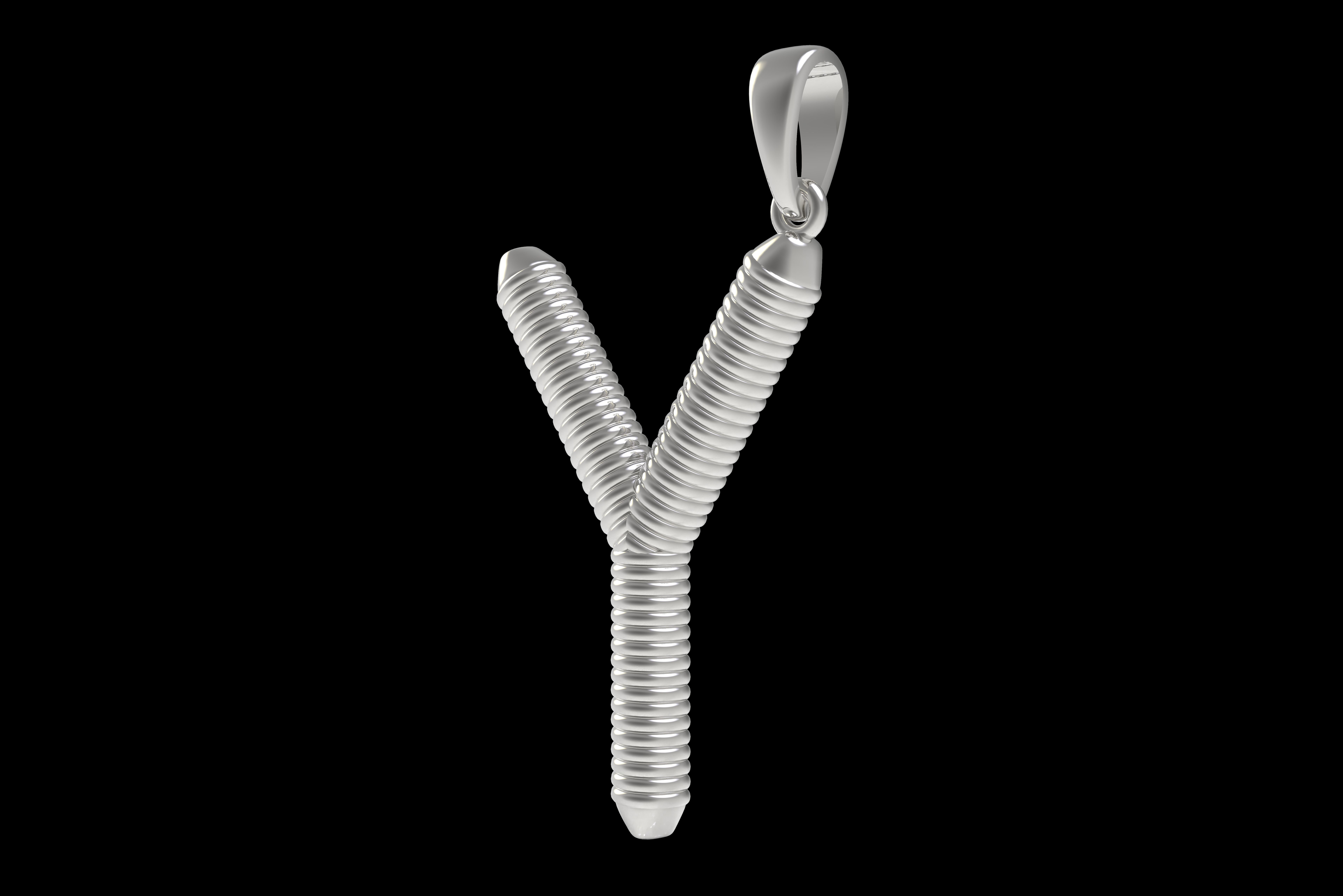 Spiral Initial Letter Y Pendant 3D print model_28