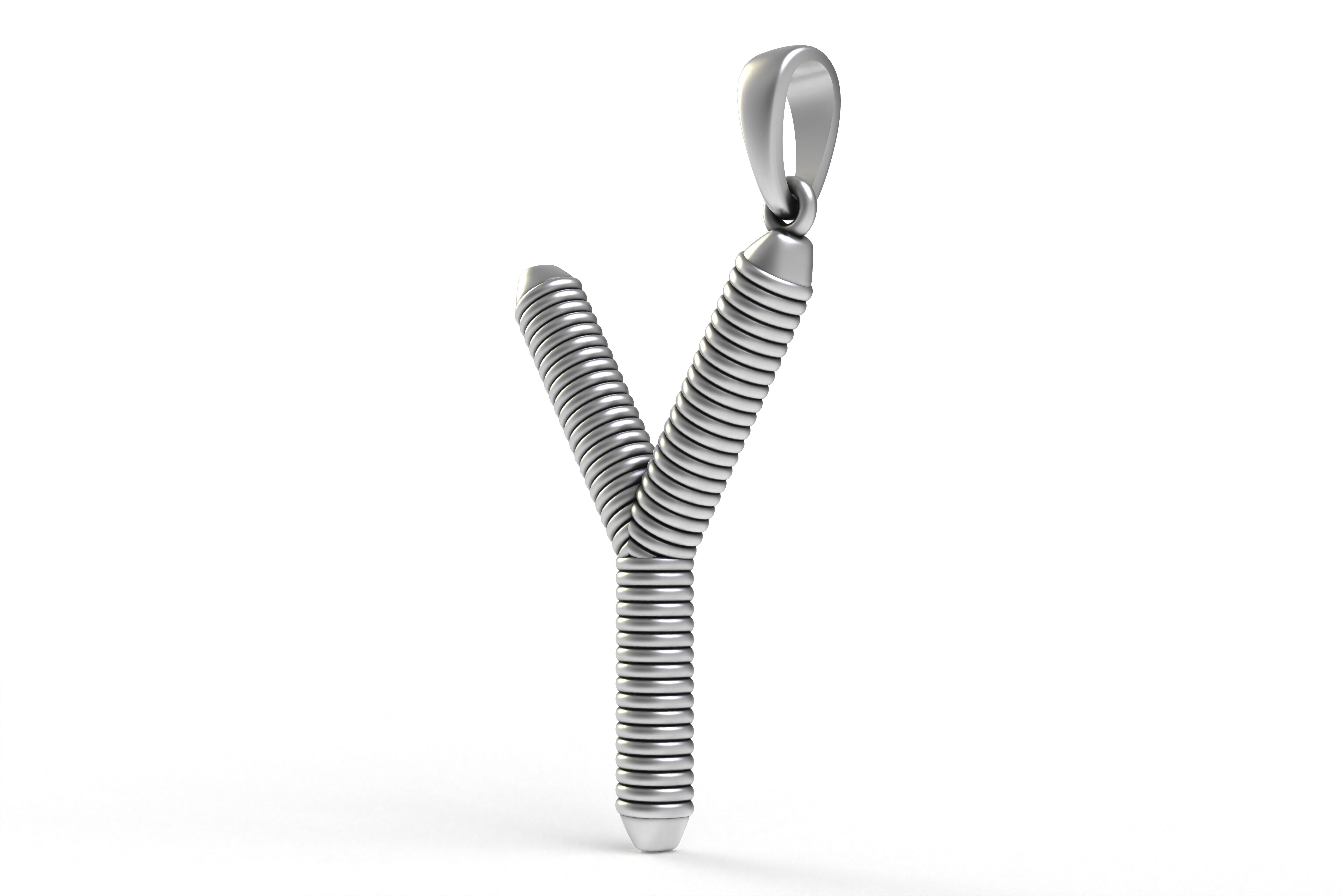 Spiral Initial Letter Y Pendant 3D print model_20