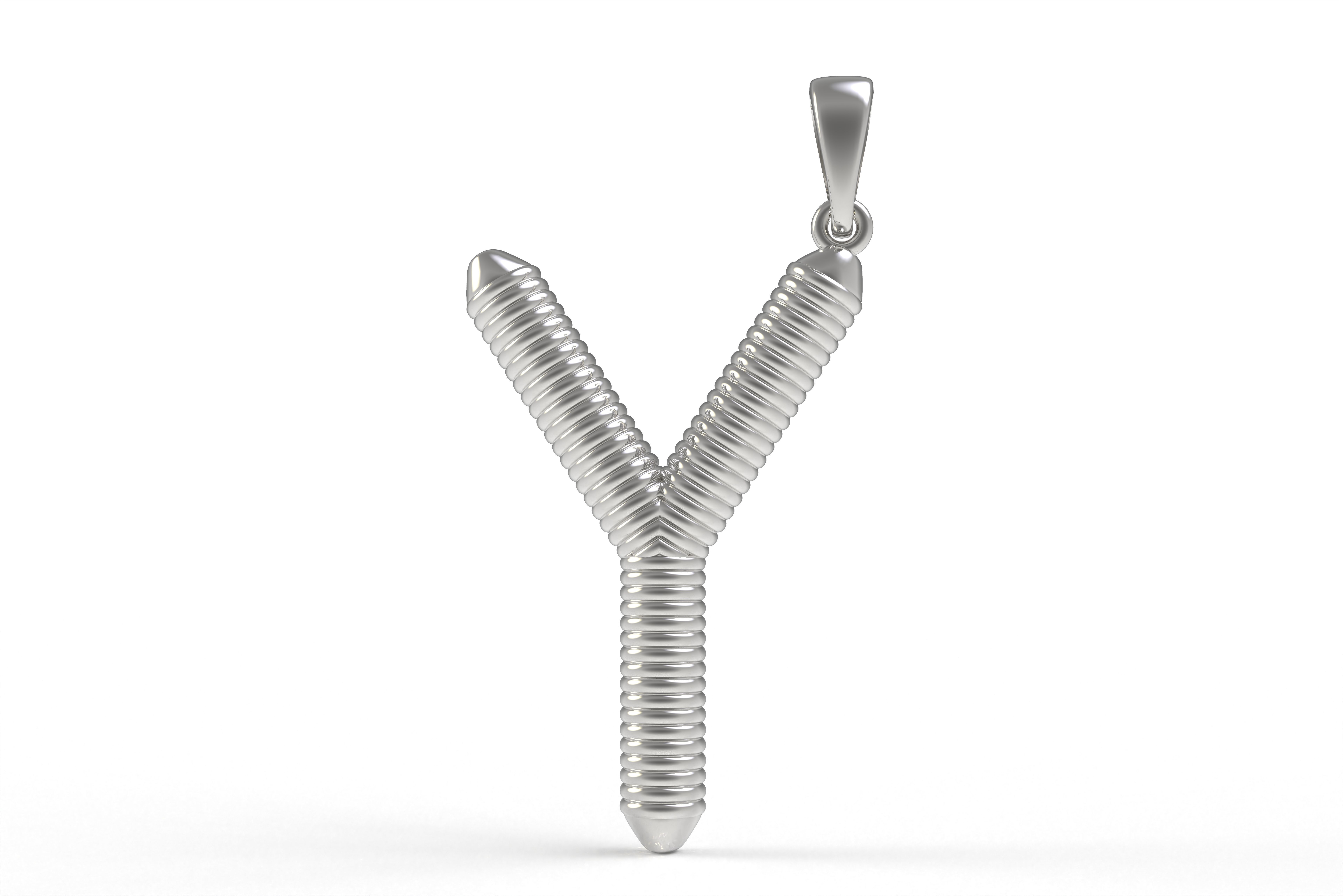 Spiral Initial Letter Y Pendant 3D print model_6
