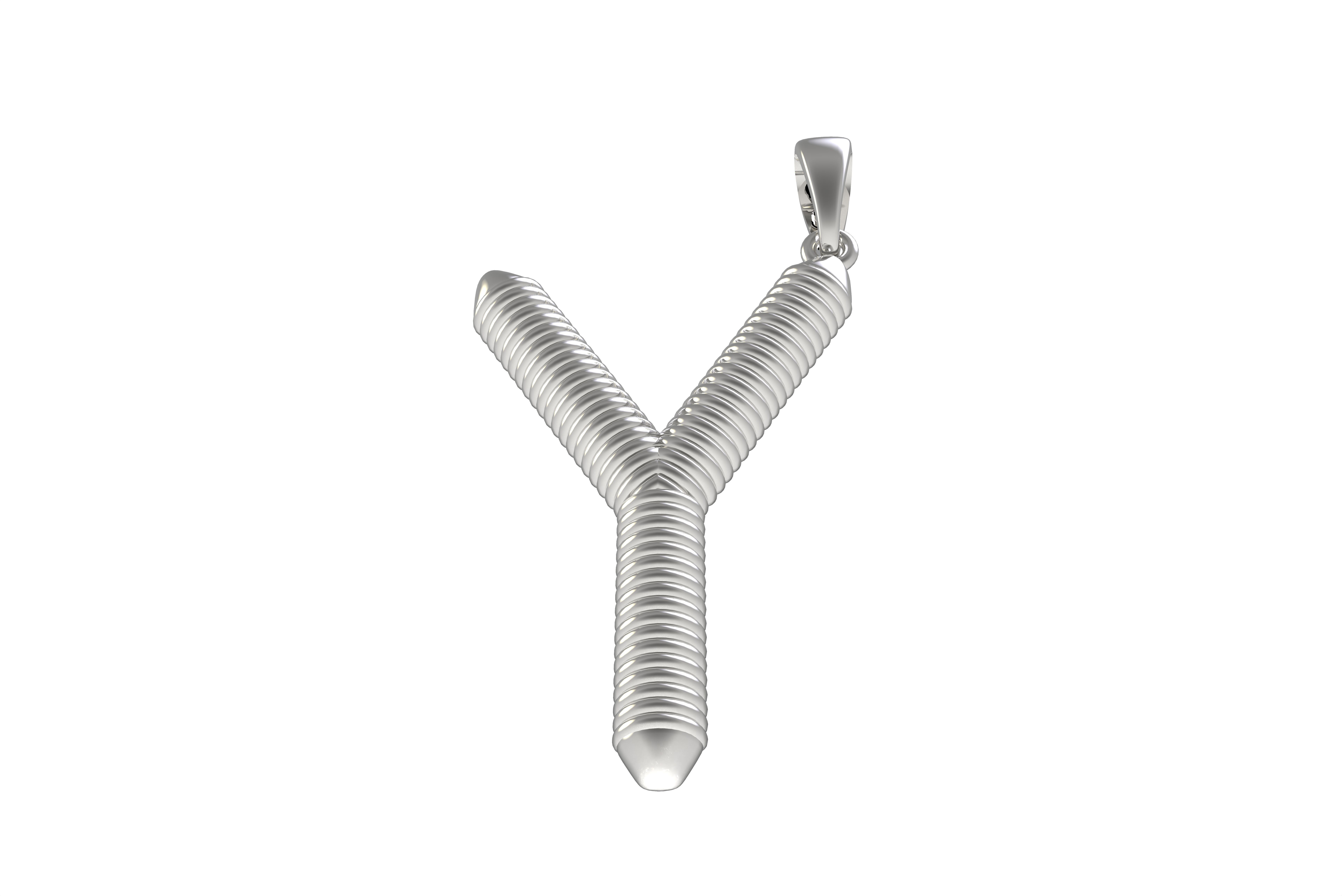 Spiral Initial Letter Y Pendant 3D print model_7