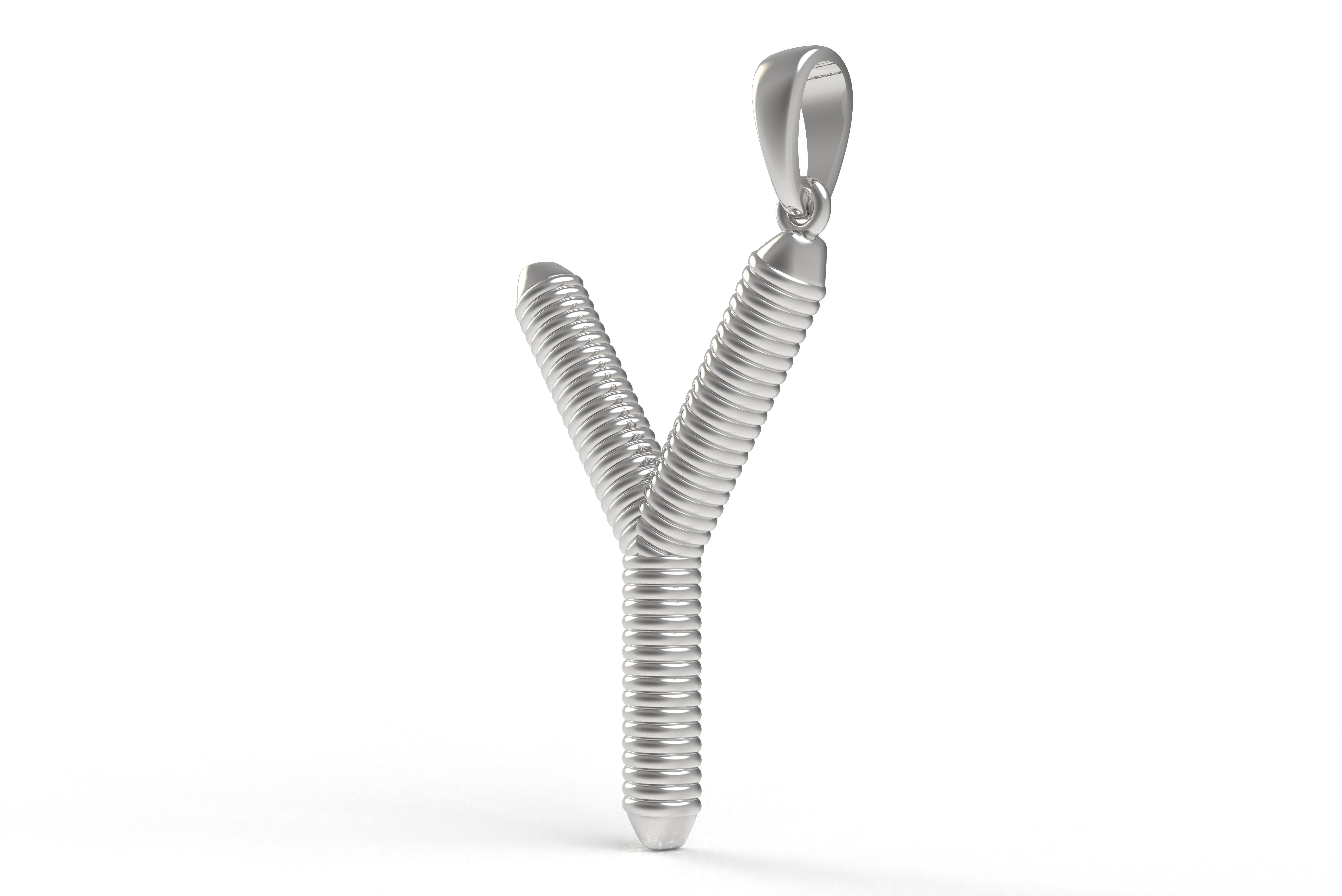 Spiral Initial Letter Y Pendant 3D print model_8