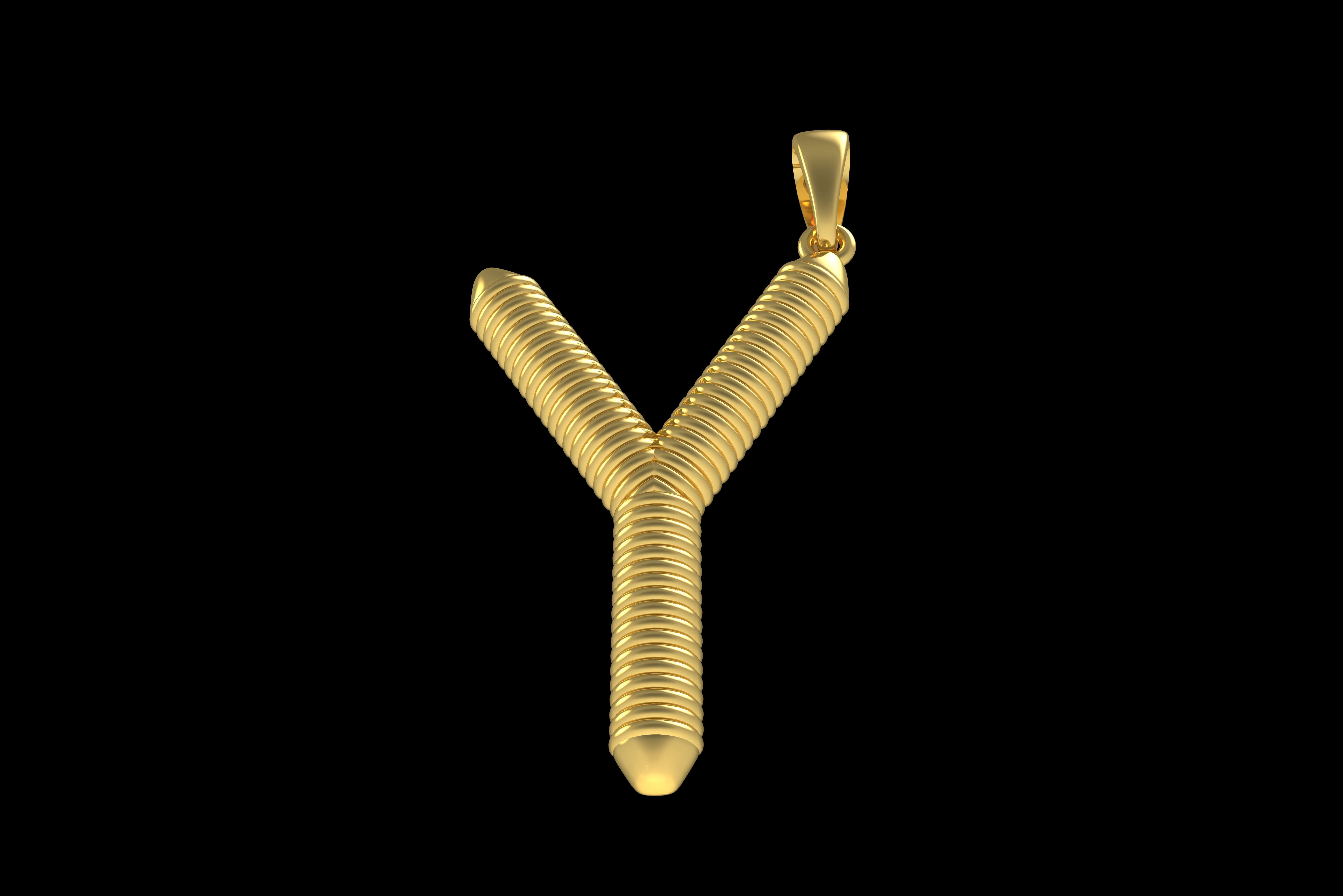 Spiral Initial Letter Y Pendant 3D print model_23