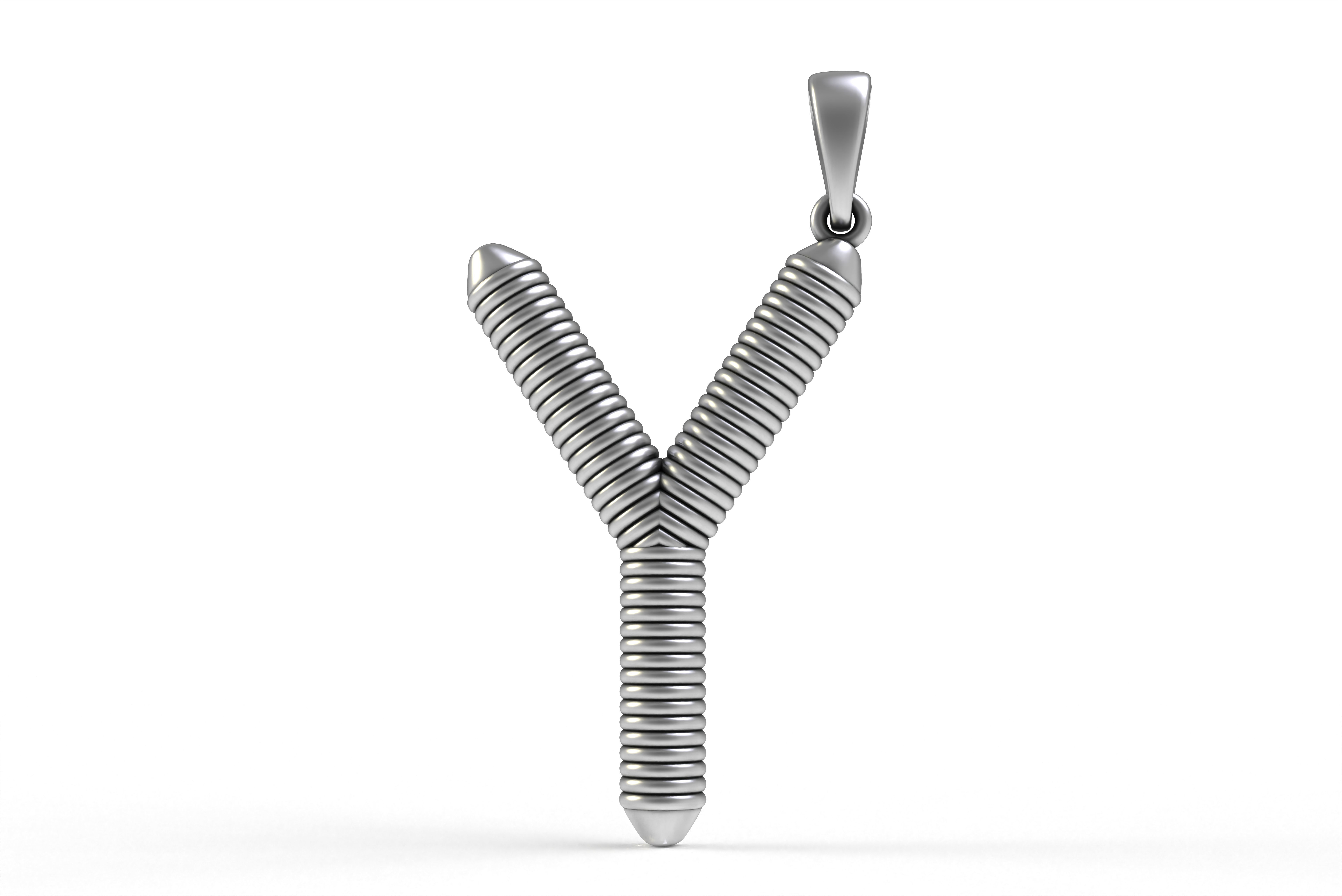 Spiral Initial Letter Y Pendant 3D print model_18