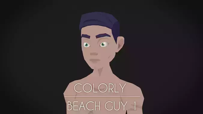 Colorly - Beach Guy 1 - Game Ready - Rigged - Customizable Low-poly 3D model