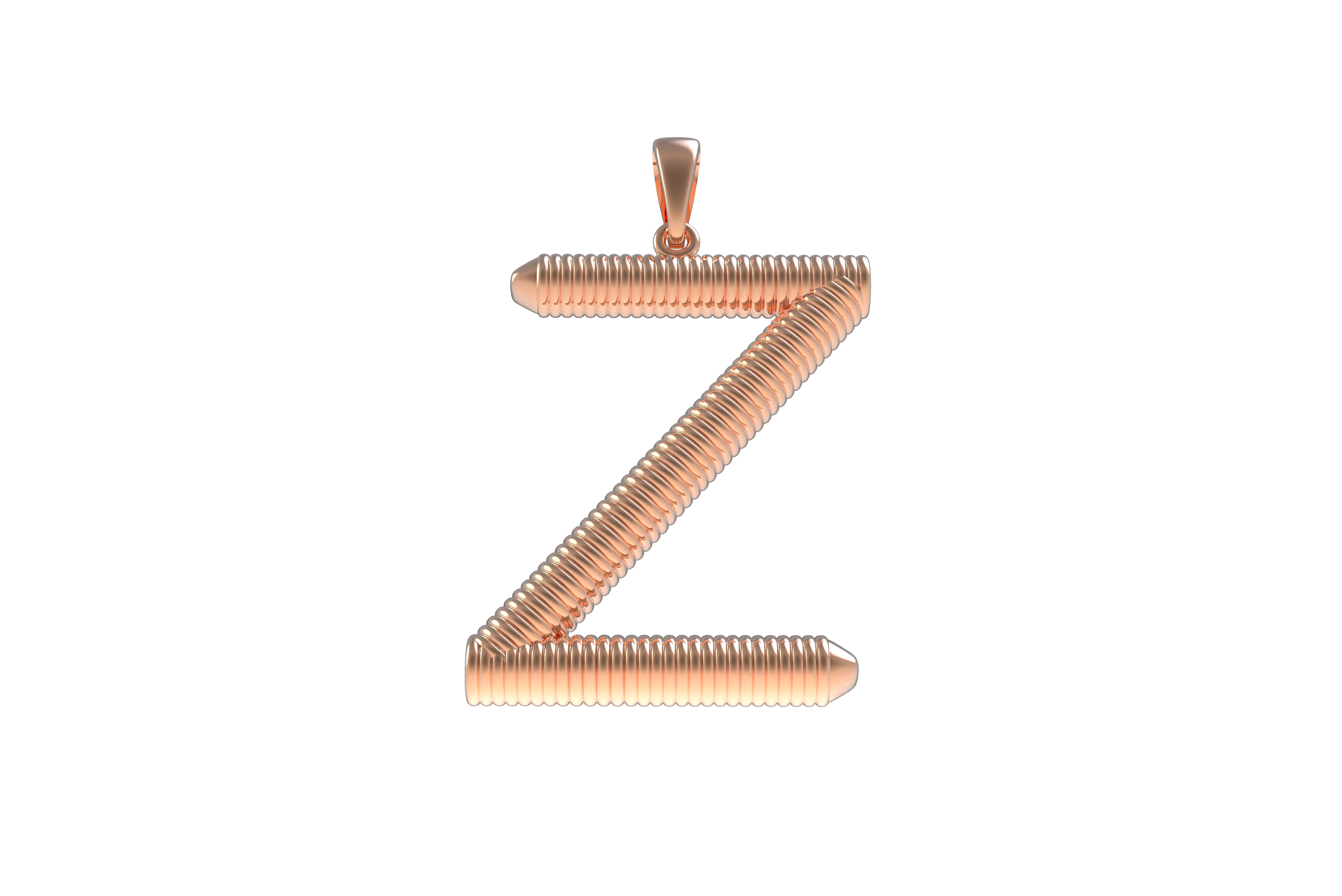 Spiral Initial Letter Z Pendant 3D print model_11