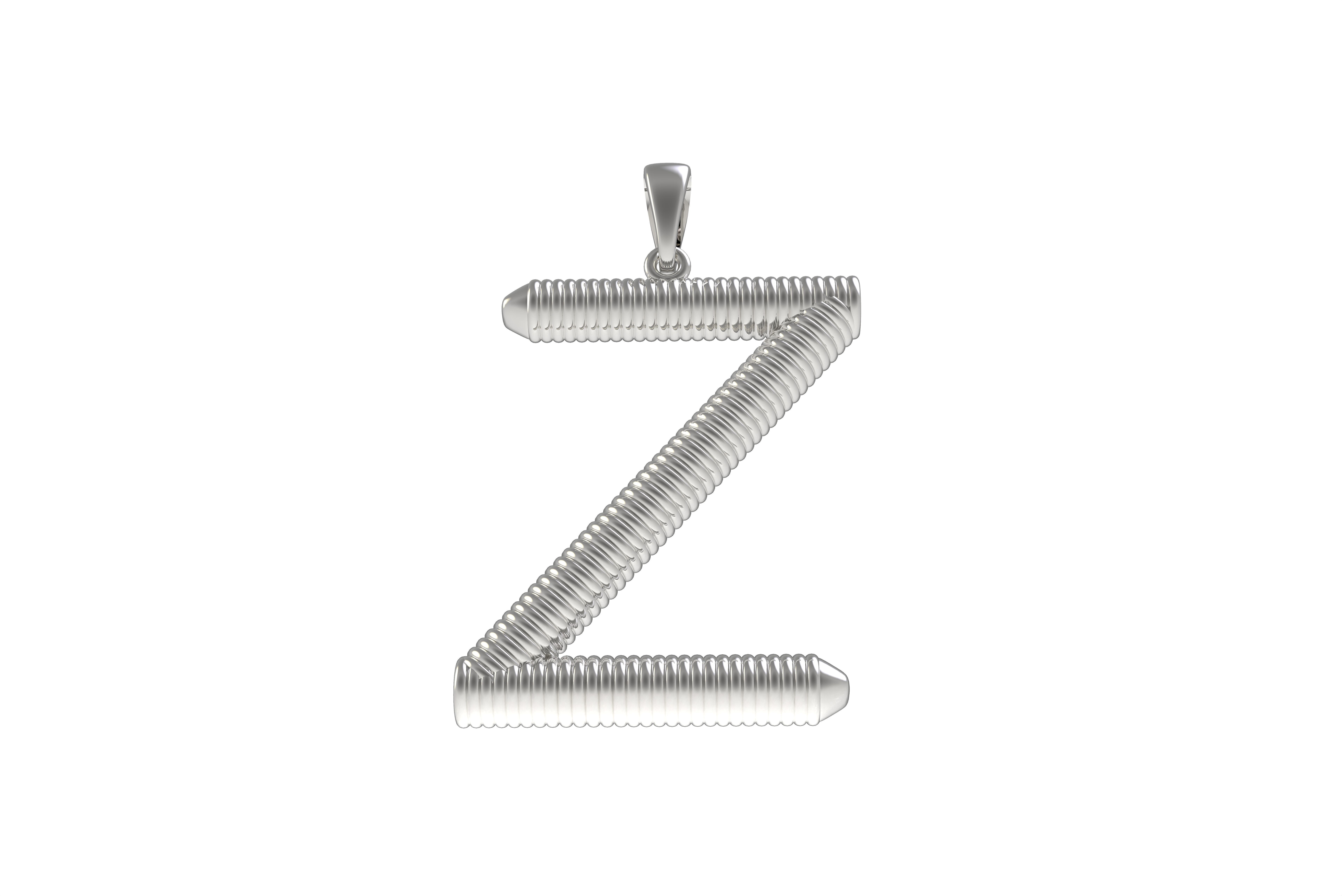 Spiral Initial Letter Z Pendant 3D print model_7
