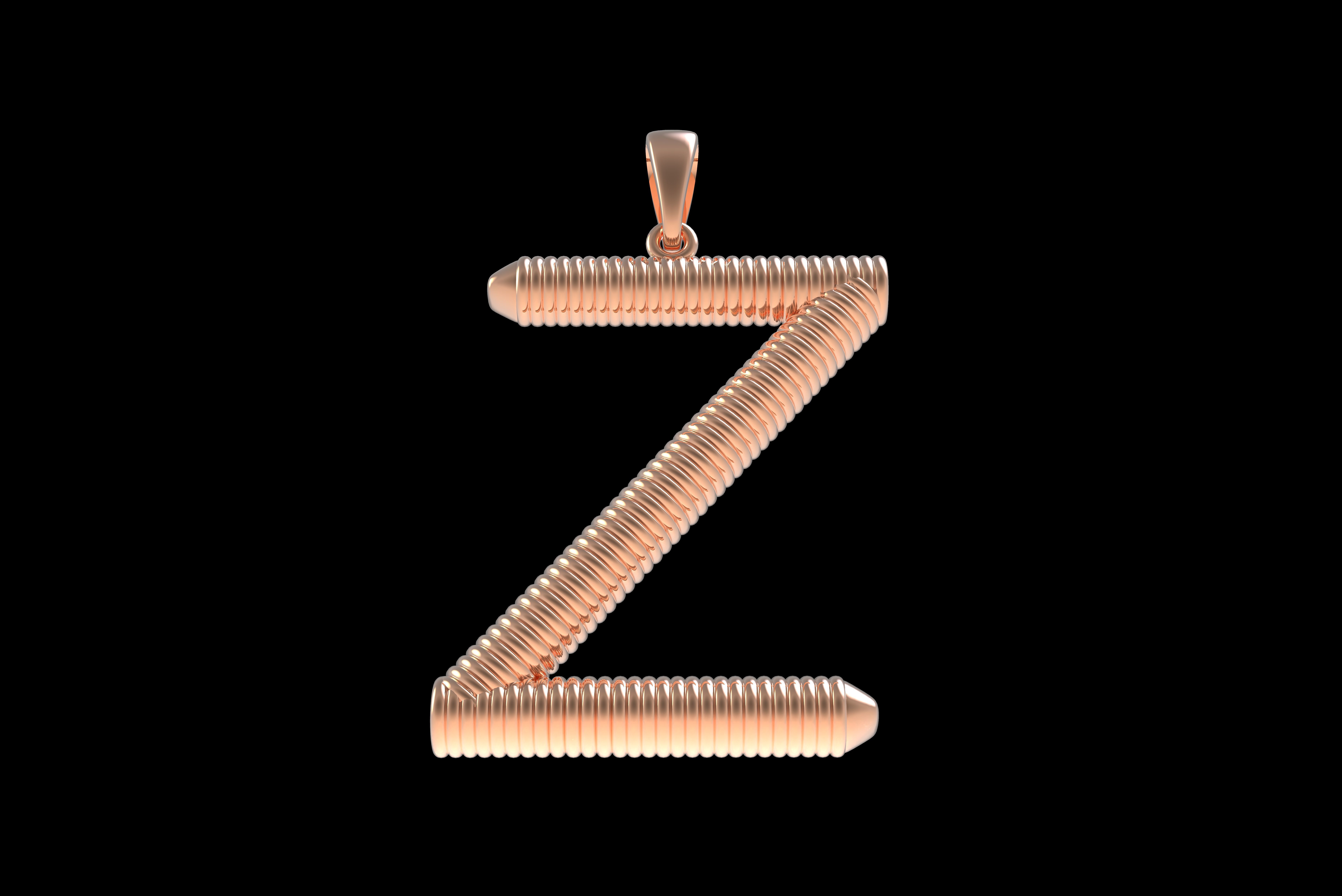 Spiral Initial Letter Z Pendant 3D print model_31