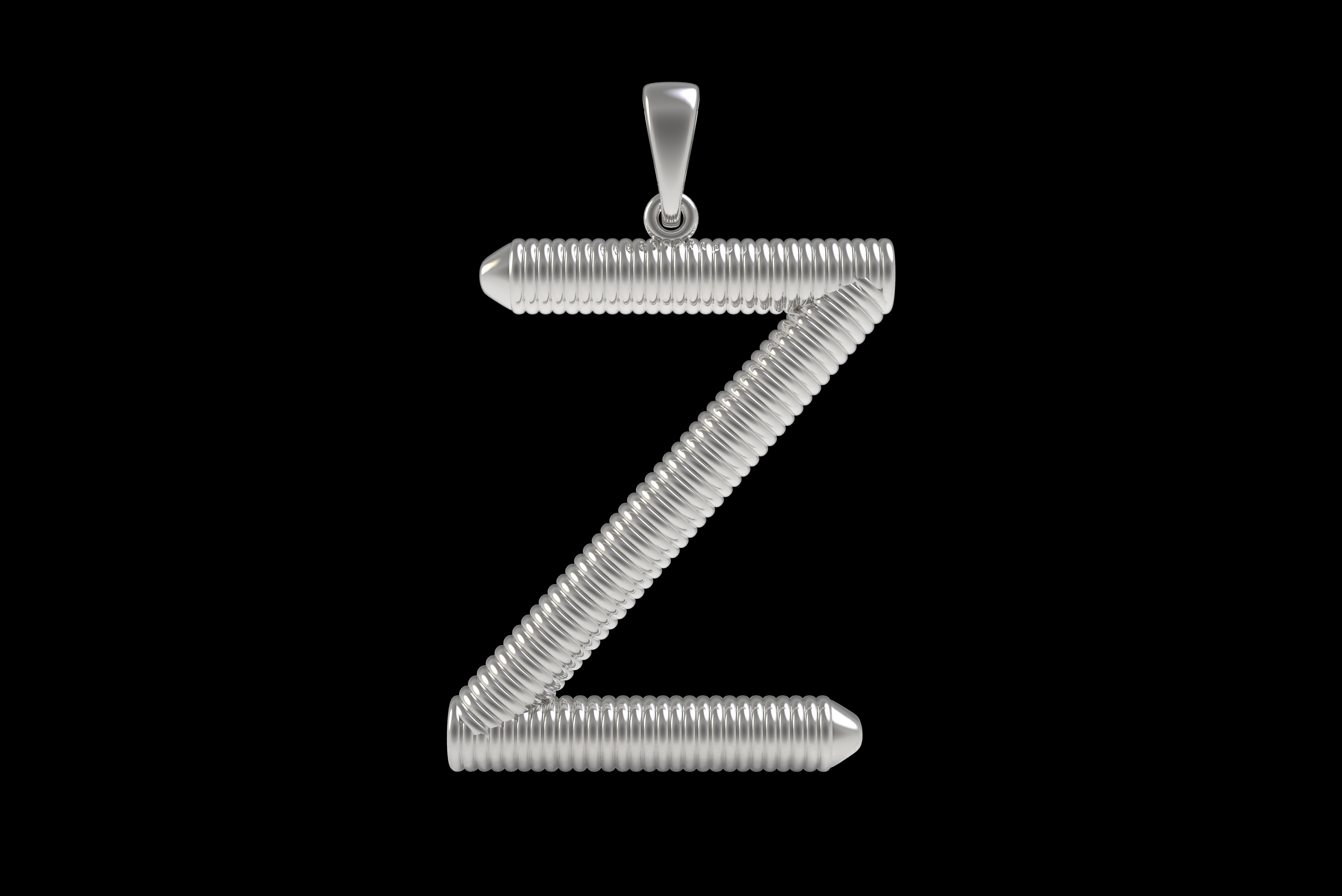 Spiral Initial Letter Z Pendant 3D print model_26