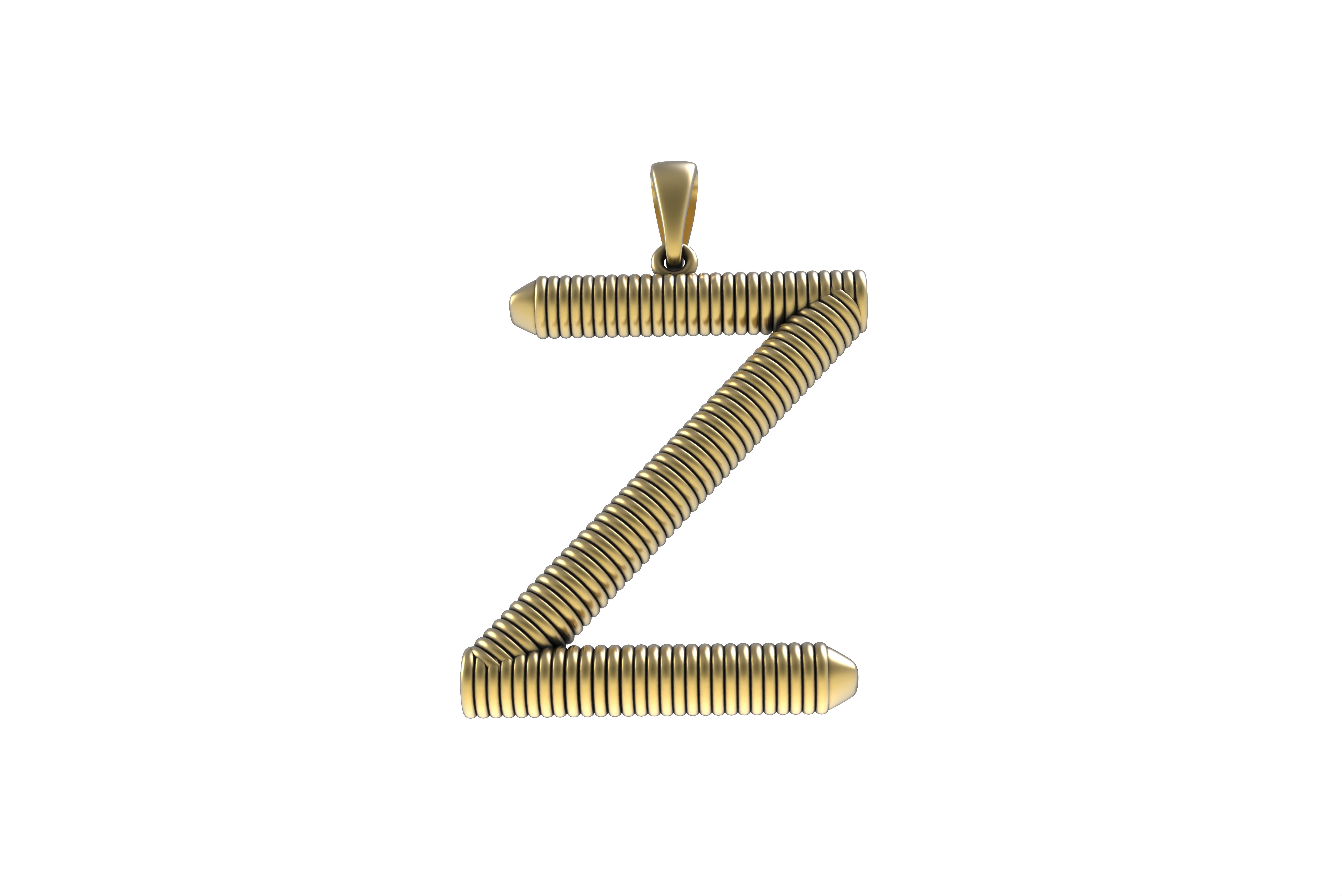 Spiral Initial Letter Z Pendant 3D print model_15
