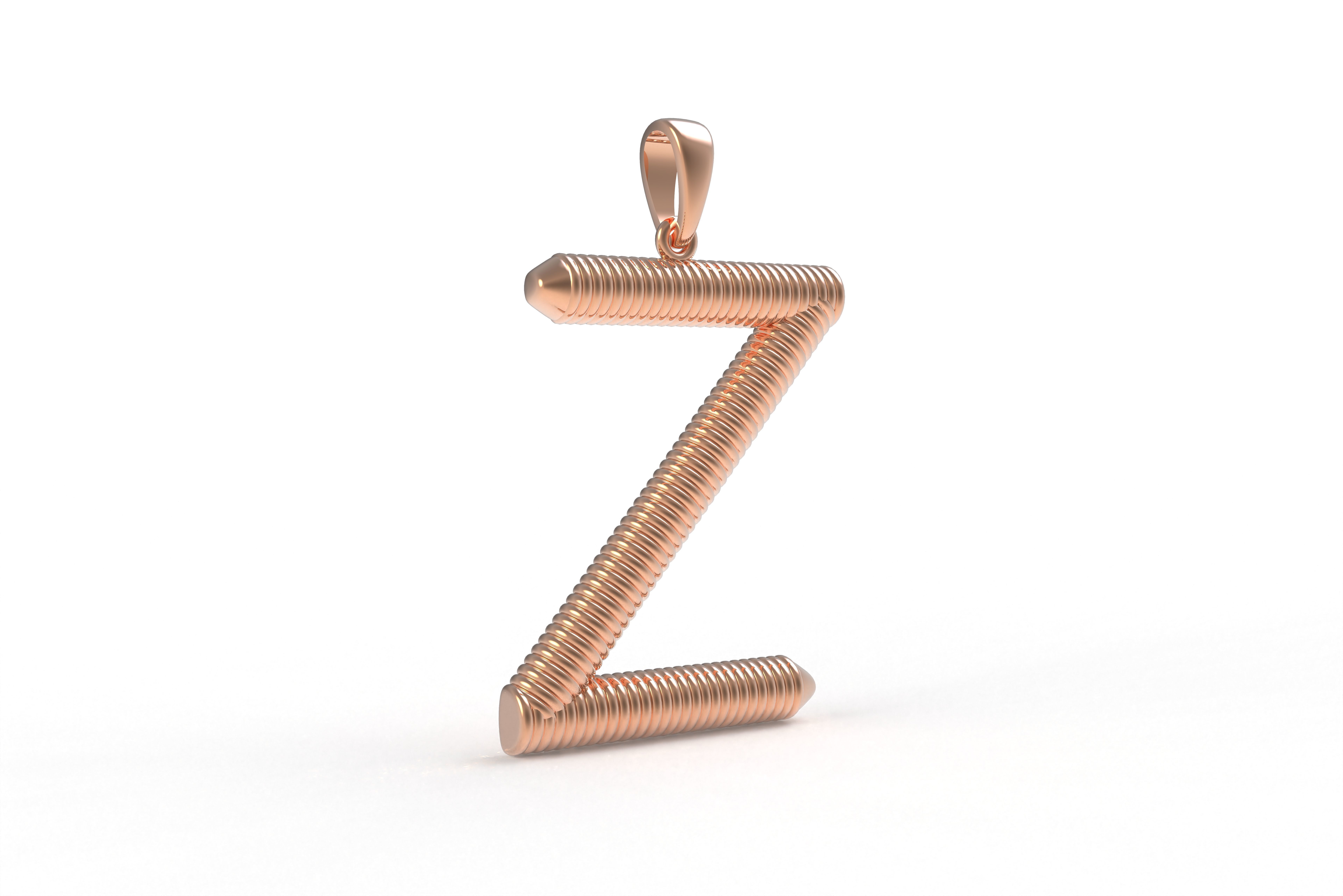 Spiral Initial Letter Z Pendant 3D print model_13