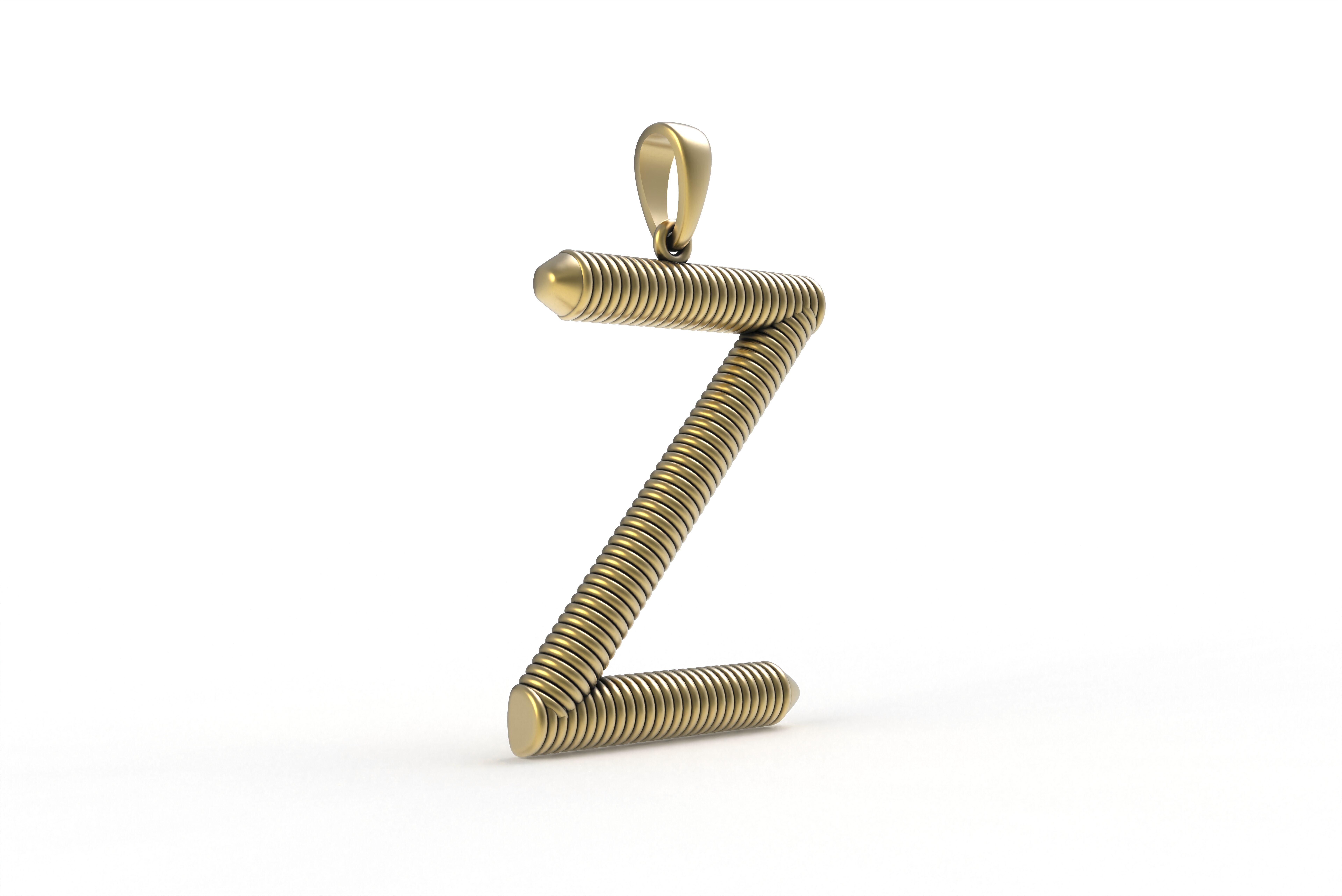 Spiral Initial Letter Z Pendant 3D print model_17