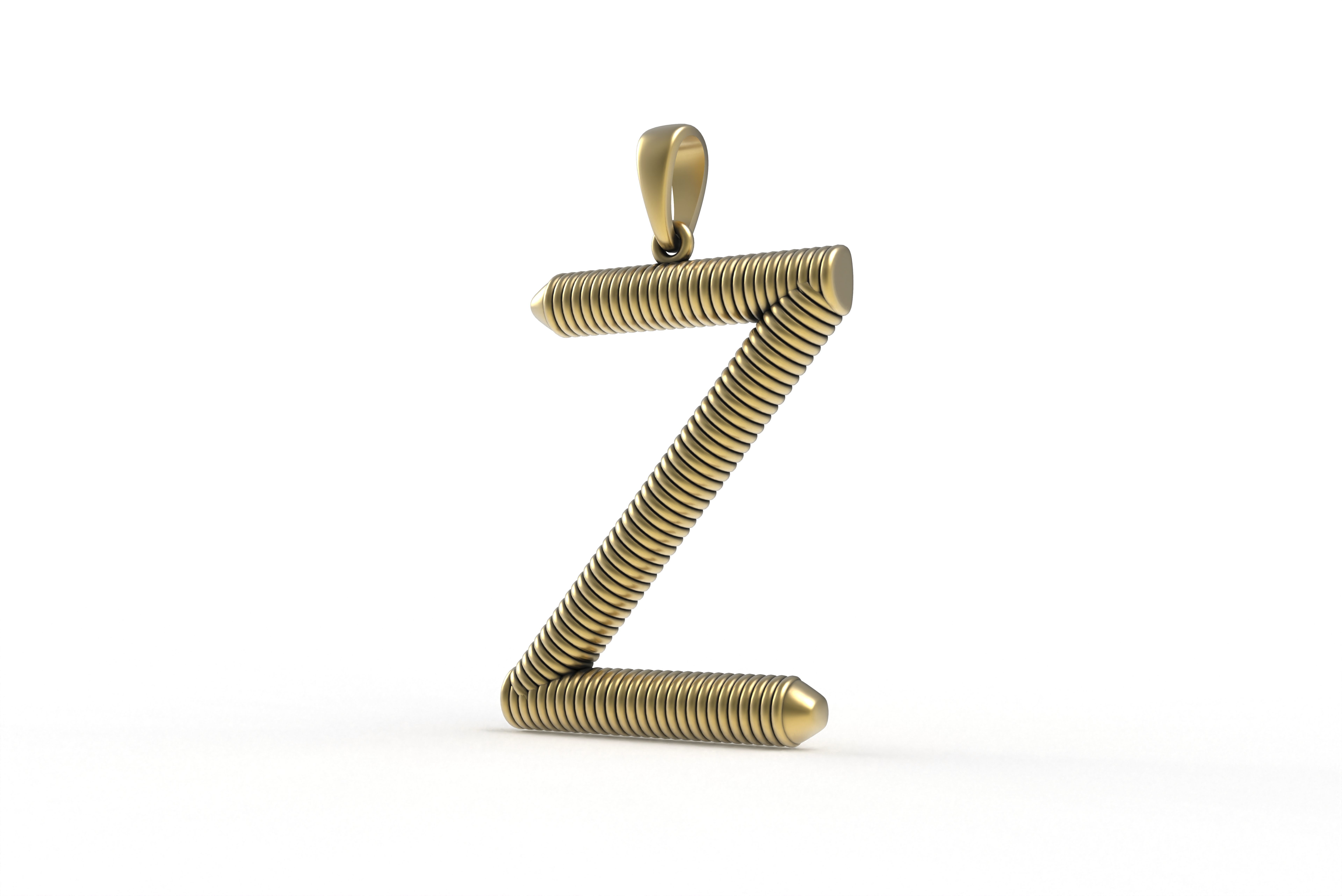 Spiral Initial Letter Z Pendant 3D print model_16
