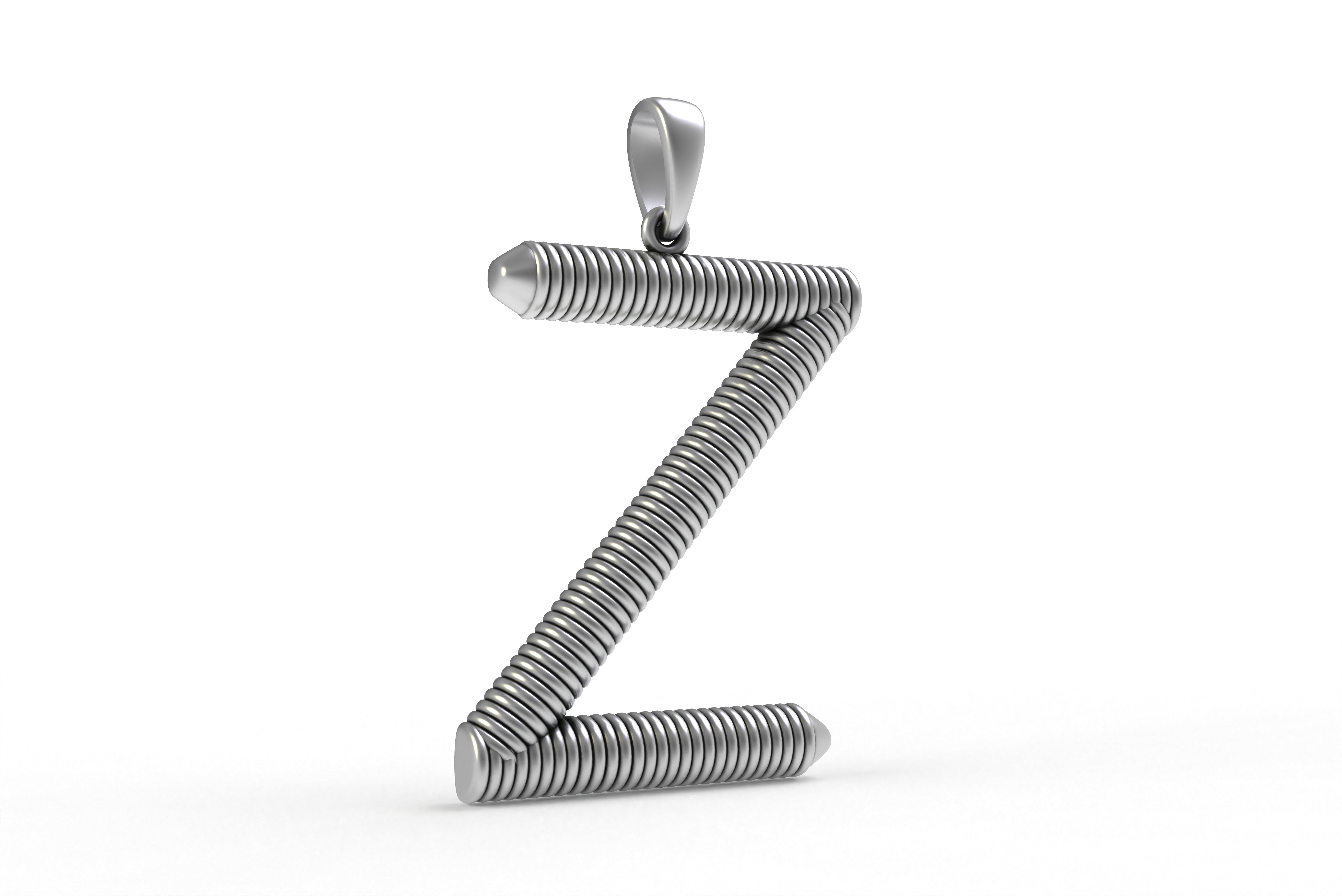 Spiral Initial Letter Z Pendant 3D print model_21