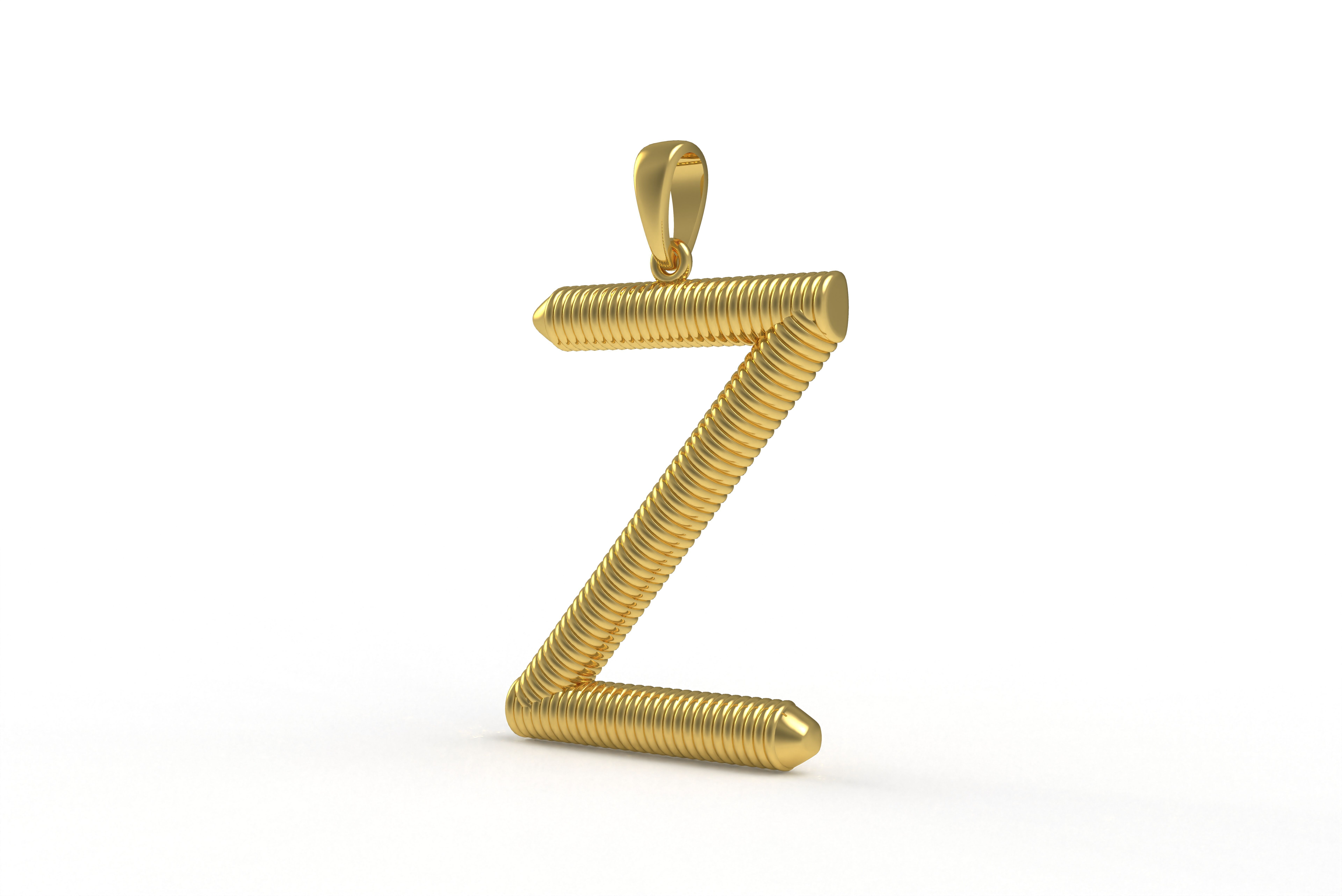Spiral Initial Letter Z Pendant 3D print model_4