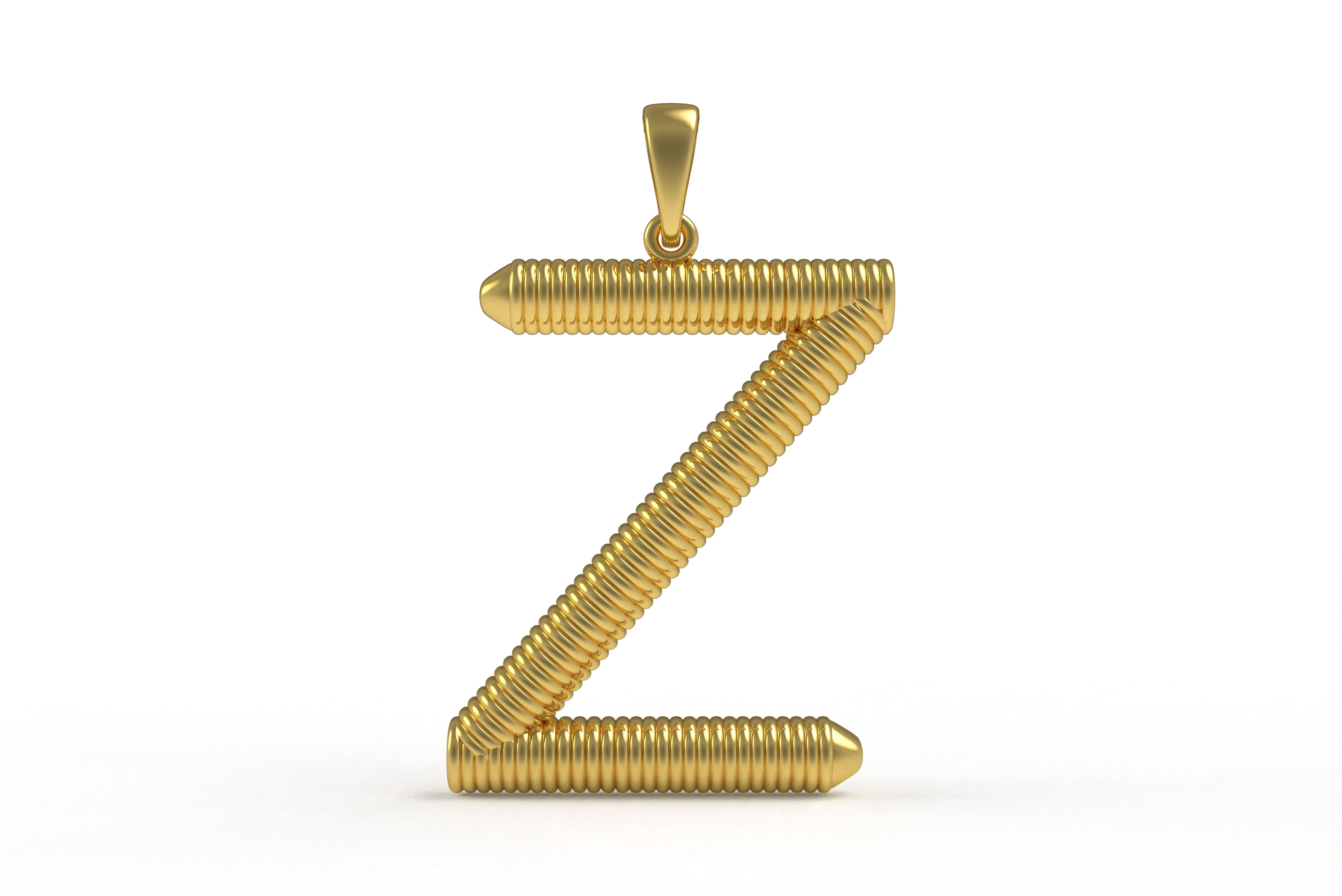 Spiral Initial Letter Z Pendant 3D print model_1