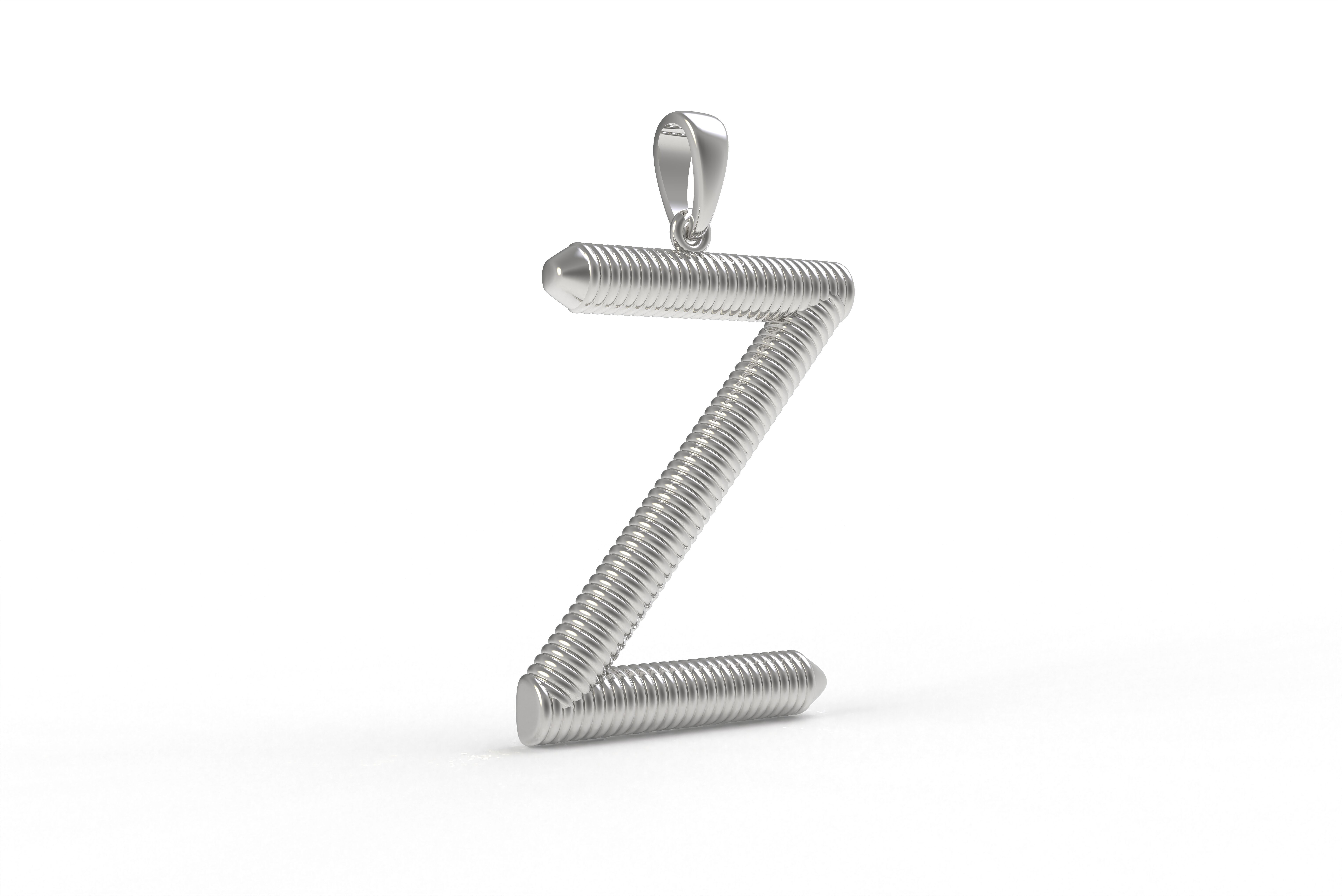 Spiral Initial Letter Z Pendant 3D print model_9