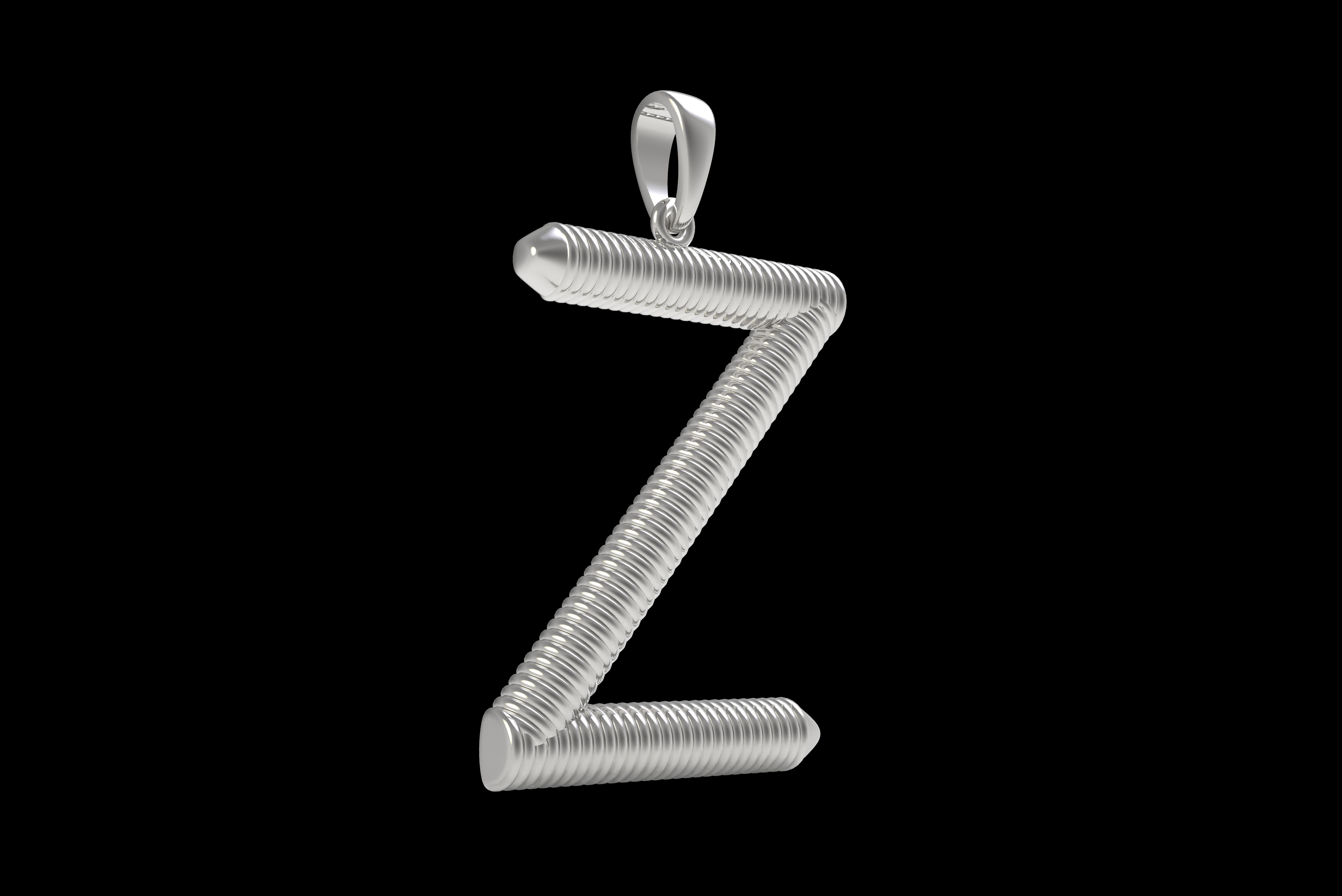 Spiral Initial Letter Z Pendant 3D print model_29