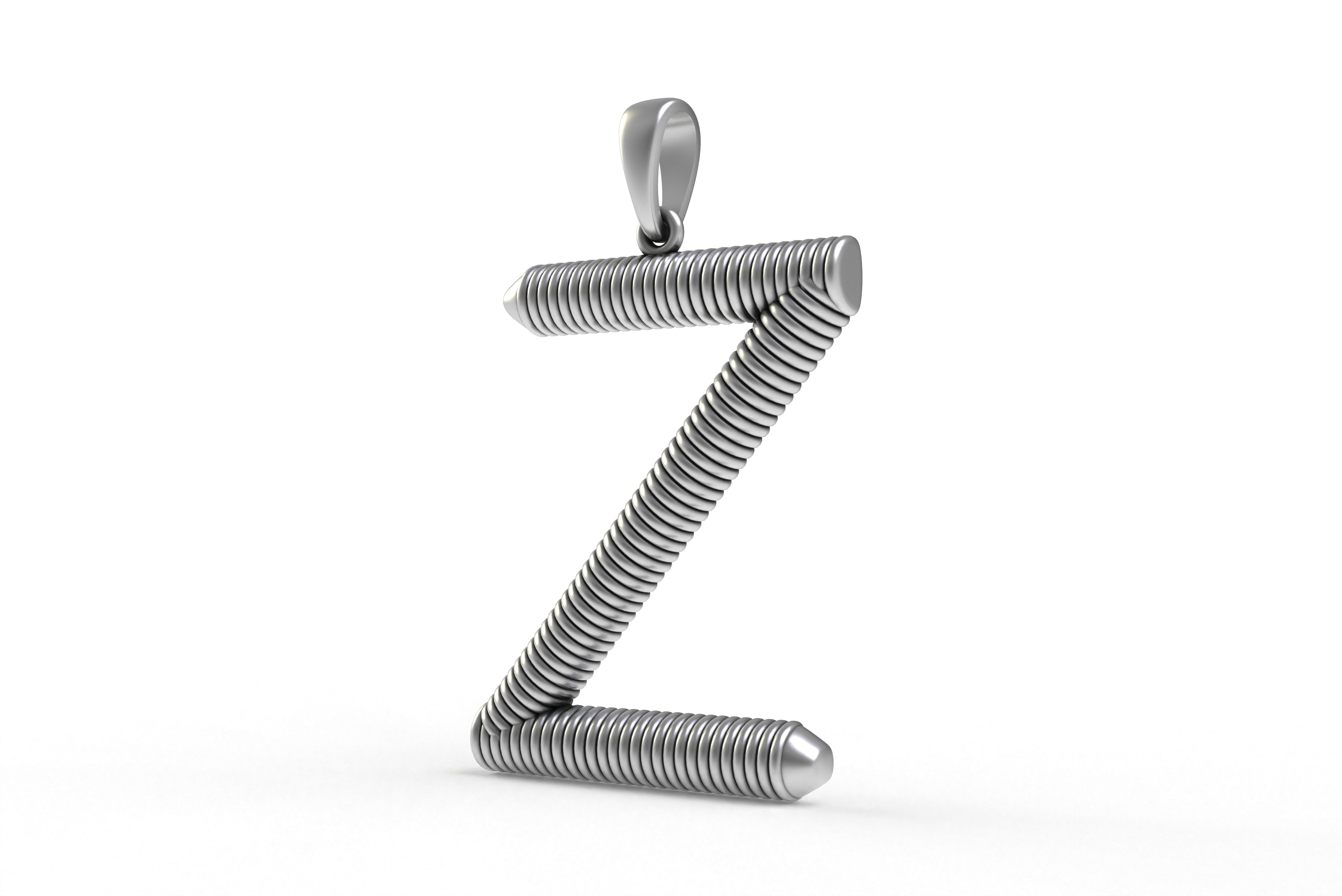 Spiral Initial Letter Z Pendant 3D print model_20
